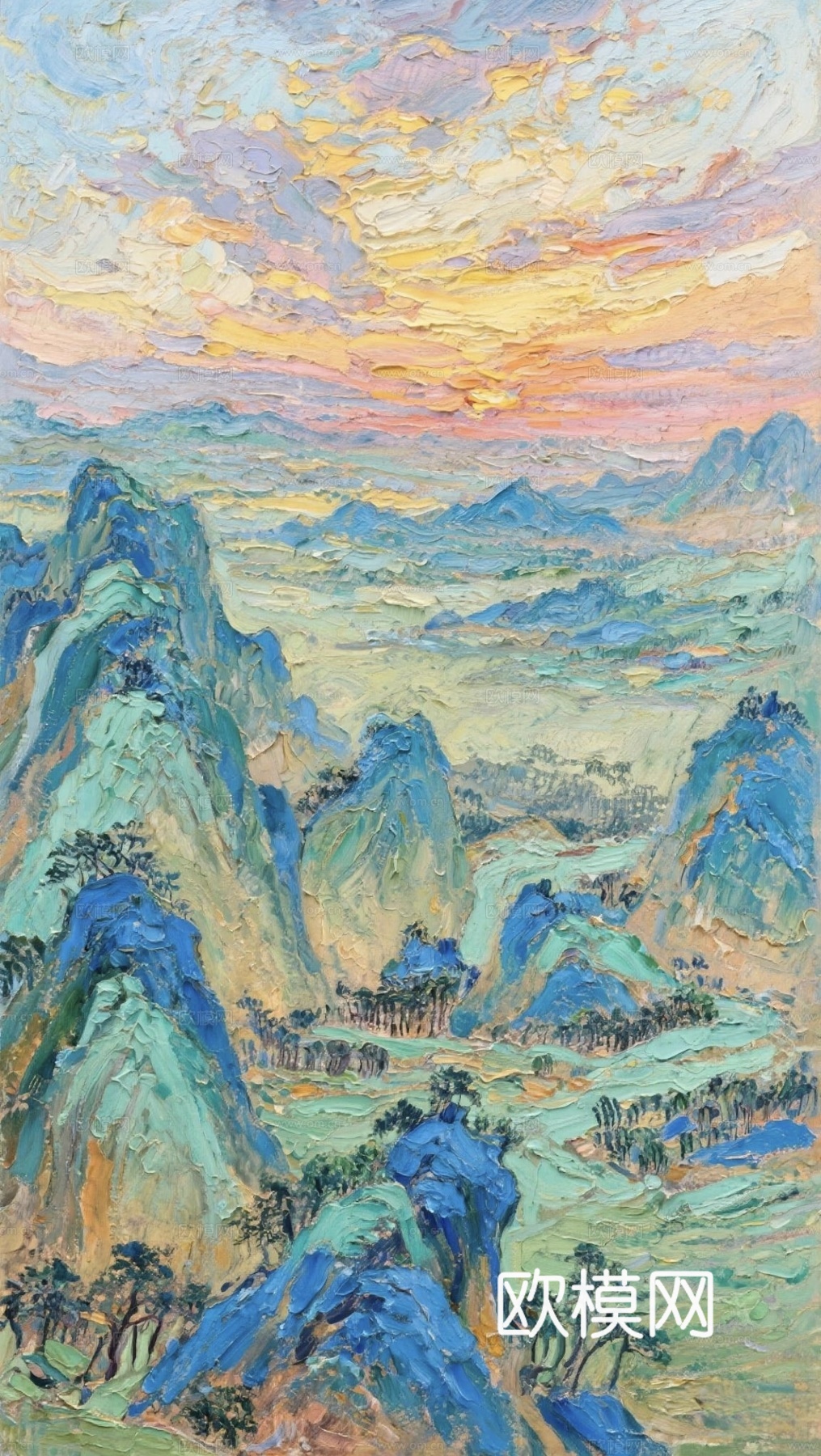 新中式山水油画