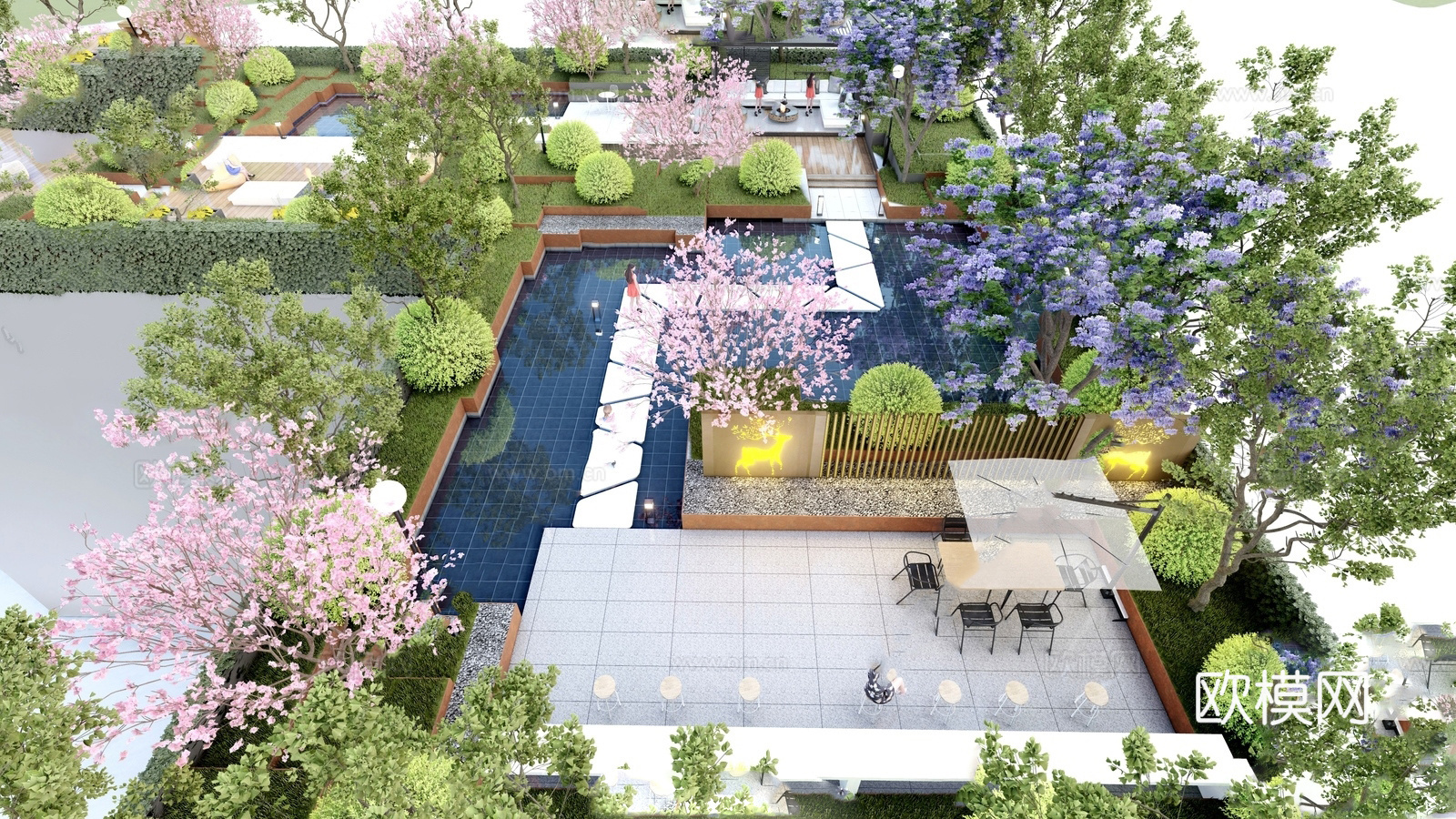 现代屋顶花园 空中花园 庭院花园 花园 庭院 菜园su模型