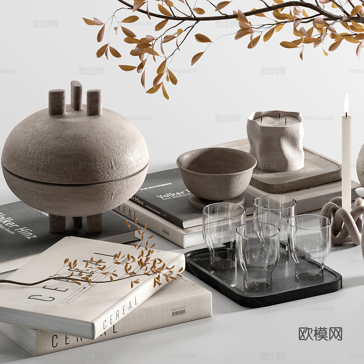 新中式饰品摆件组合3d模型