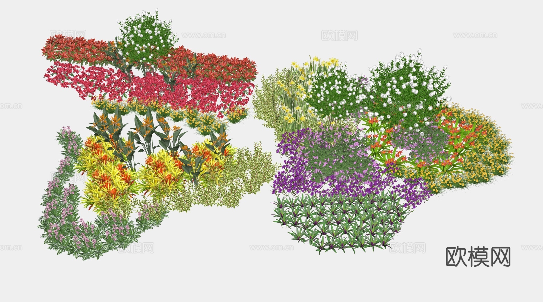现代植物花卉 绿植 灌木 花丛 花镜su模型
