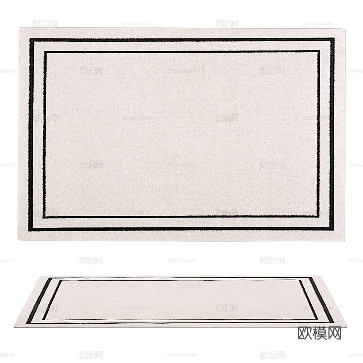 Nourison Essentials 象牙黑地毯3d模型
