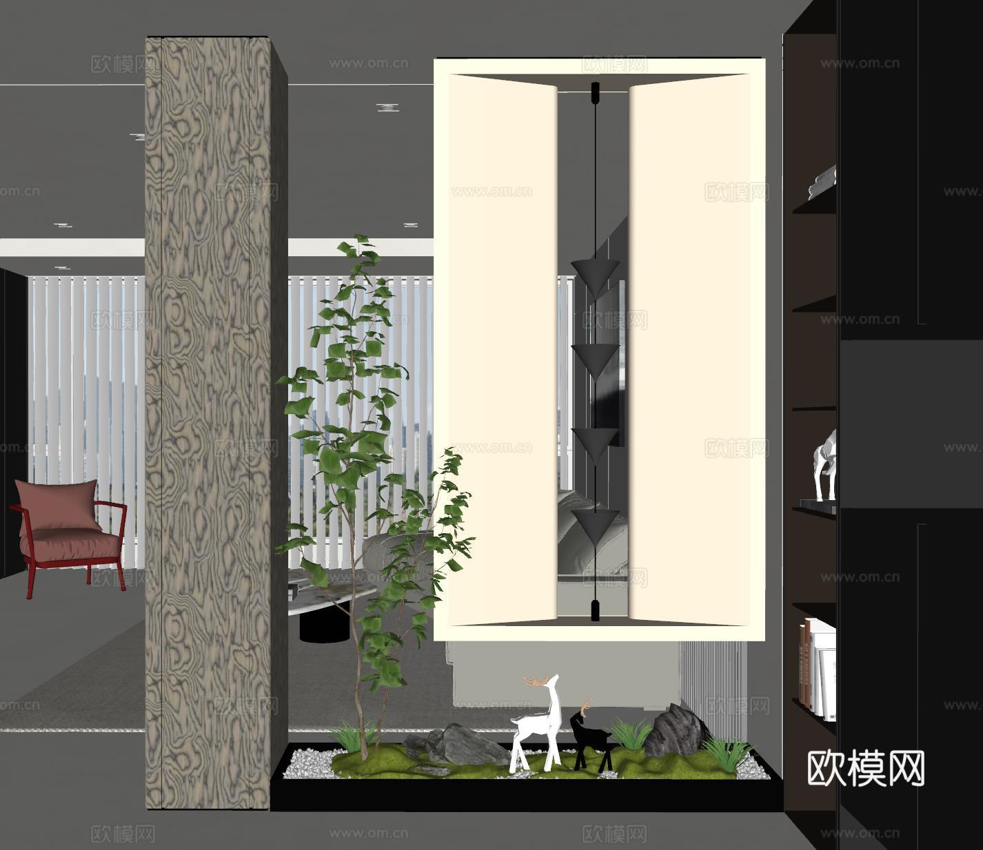 现代玄关过道 装饰性玄关 玄关隔断 入户玄关 门厅su模型