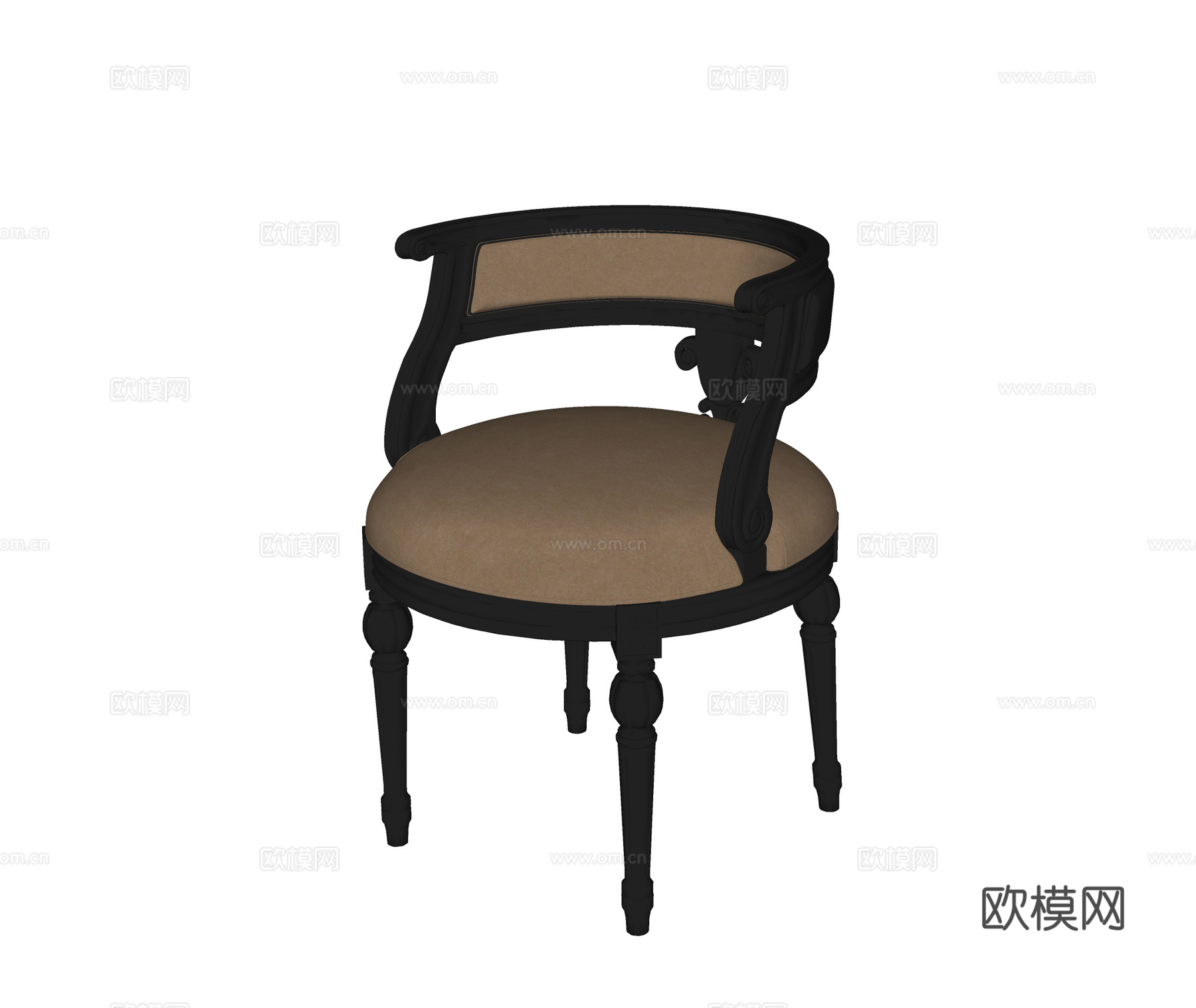 美式单椅 餐椅 休闲椅 书椅su模型