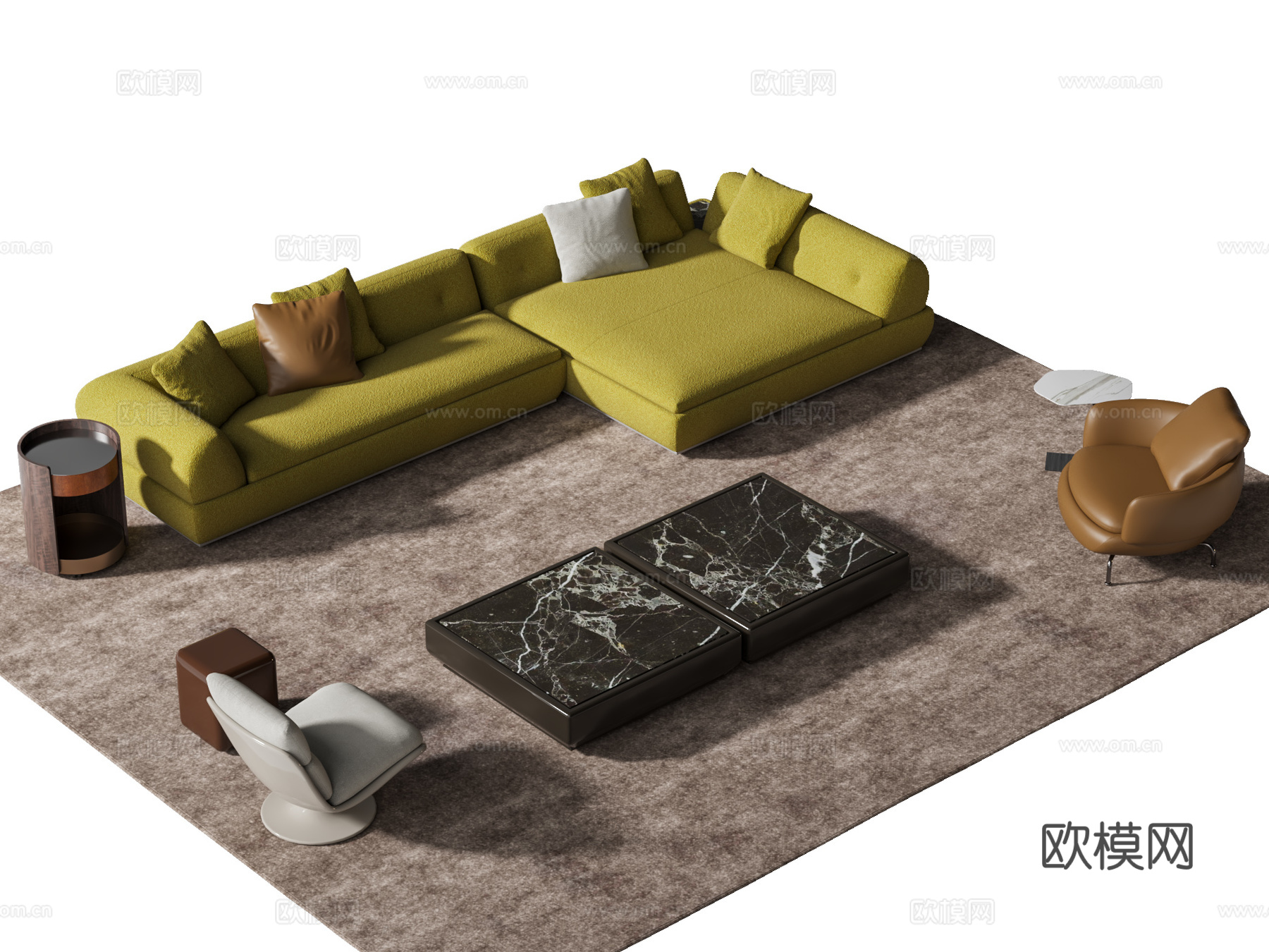 Minotti 沙发茶几组合 超级月亮沙发 转角沙发 沙发椅3d模型