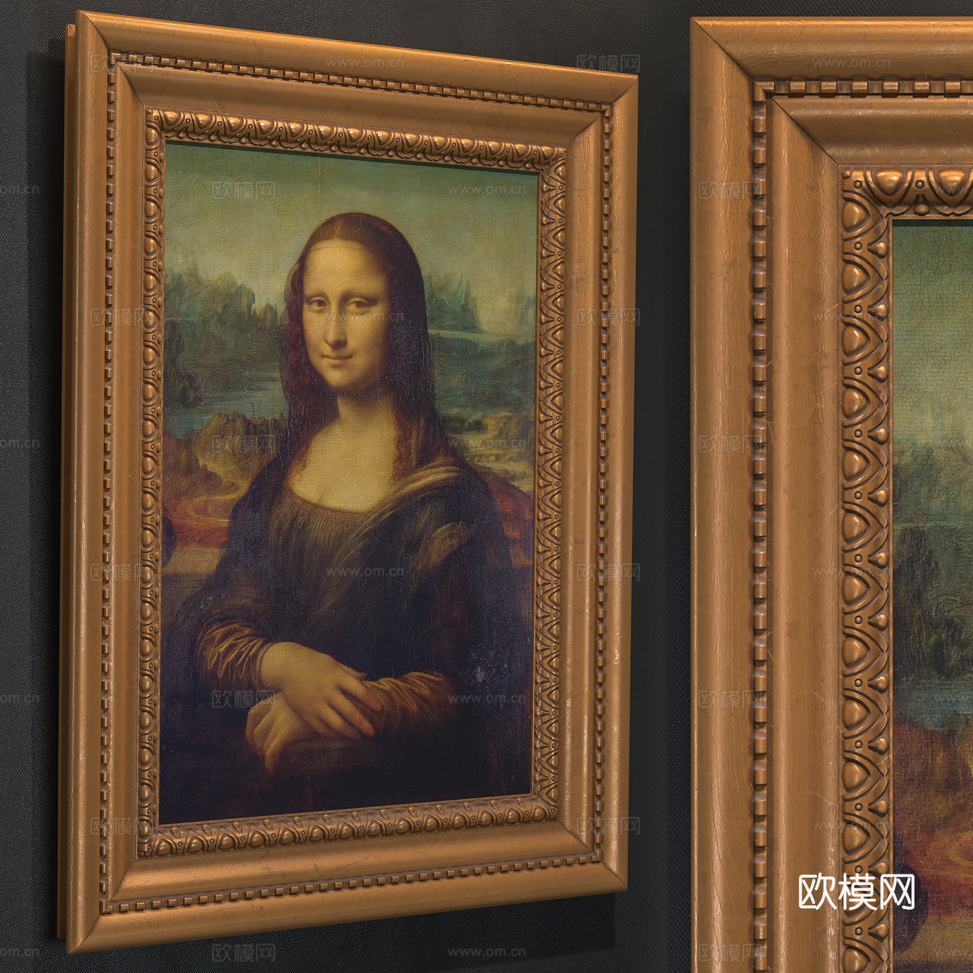 欧式古典蒙娜丽莎装饰挂画3d模型