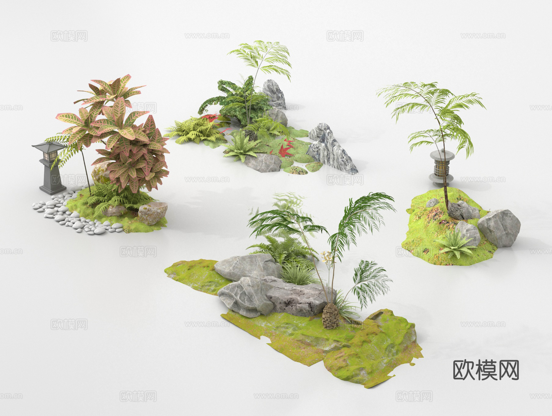 植物造景 庭院小品 景观小品su模型
