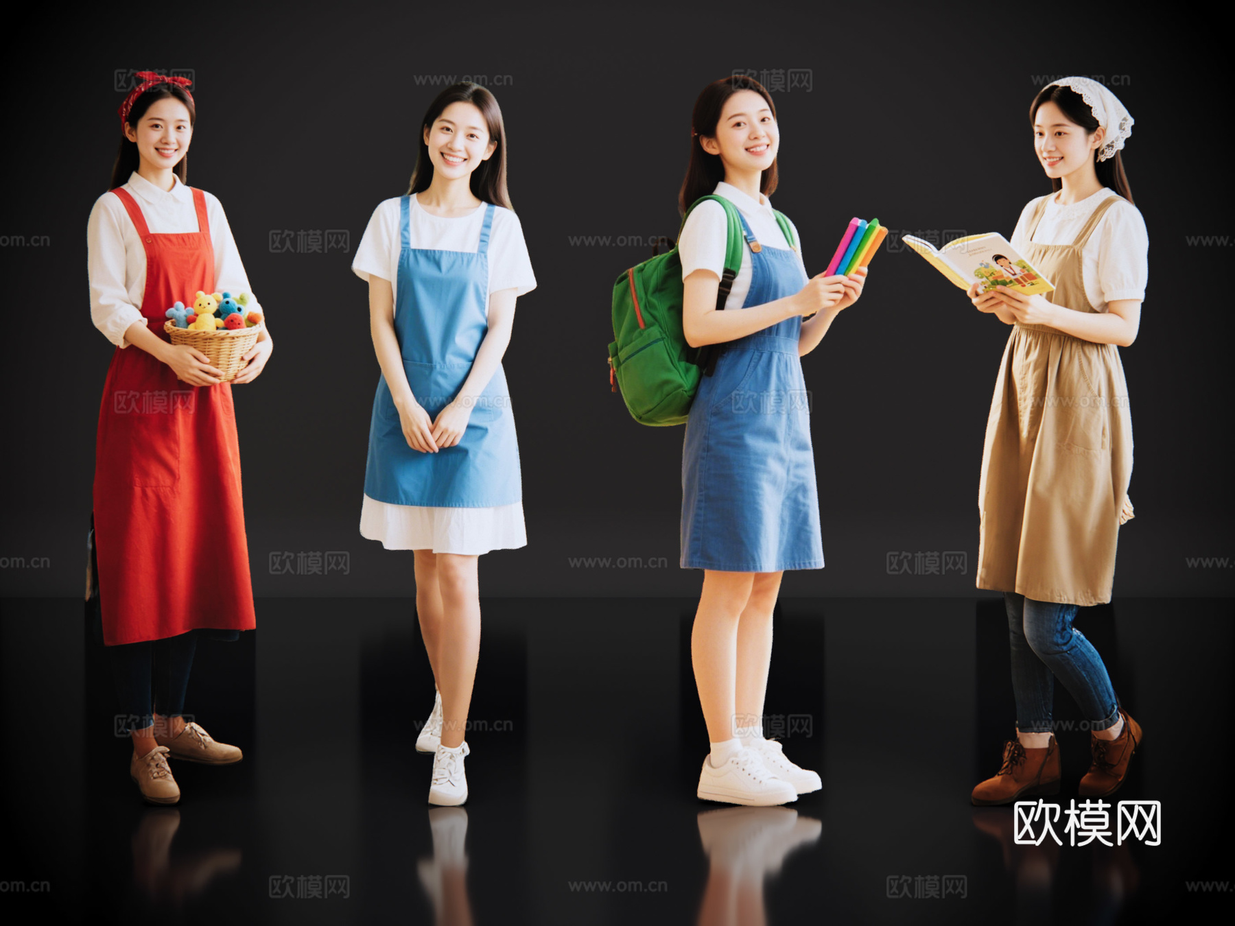 2D现代人物 幼师 幼儿园老师 幼儿园教师 儿童教师su模型
