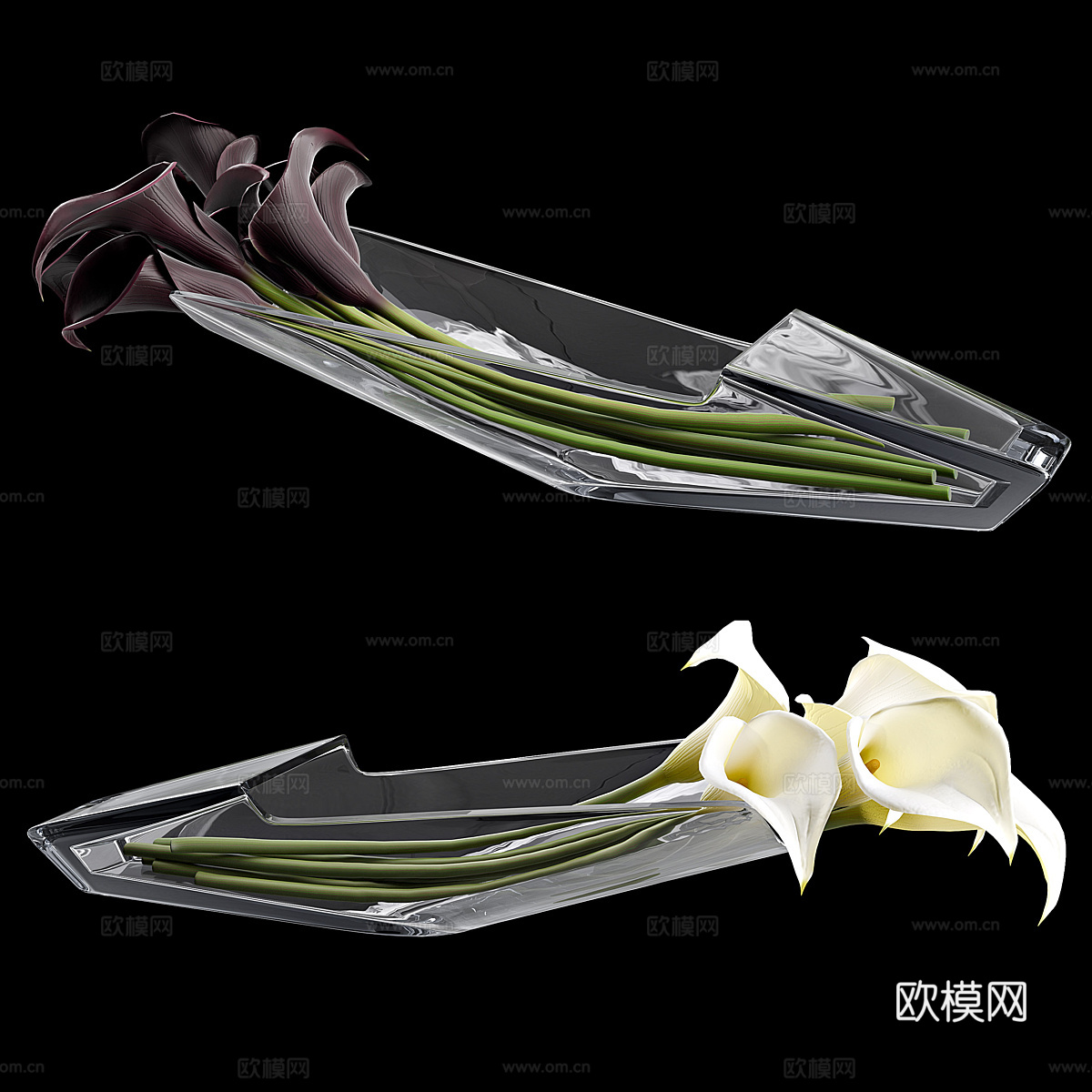 马蹄莲花瓶 Baccarat3d模型