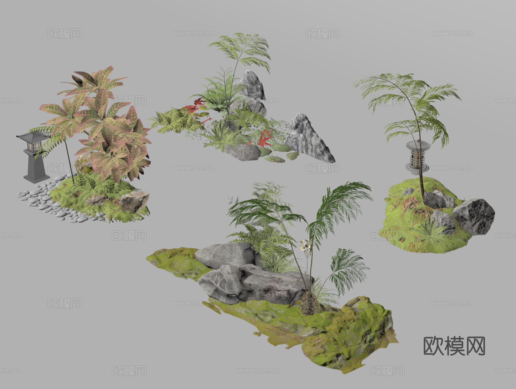 植物造景 庭院小品 景观小品su模型