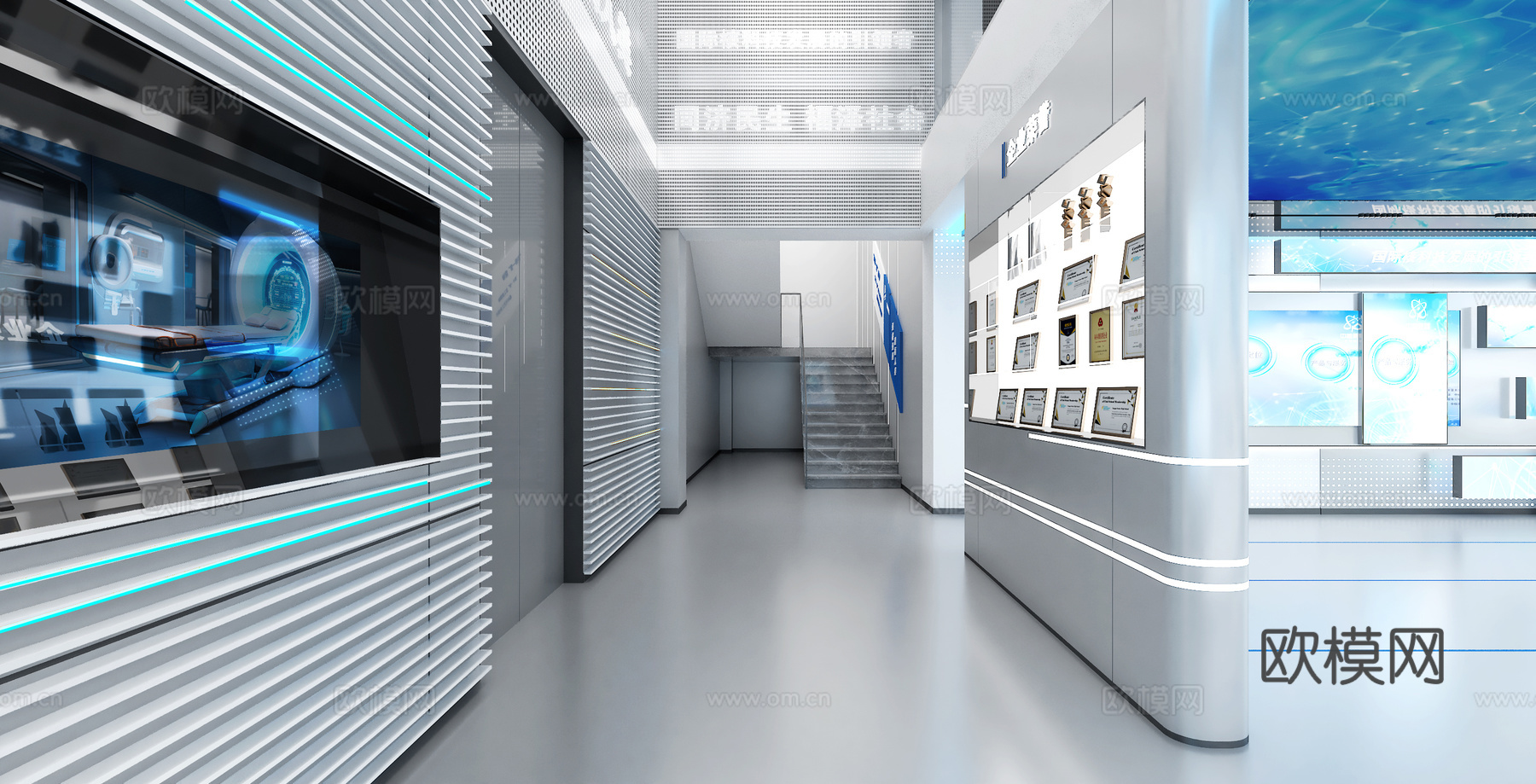 现代企业展厅3d模型