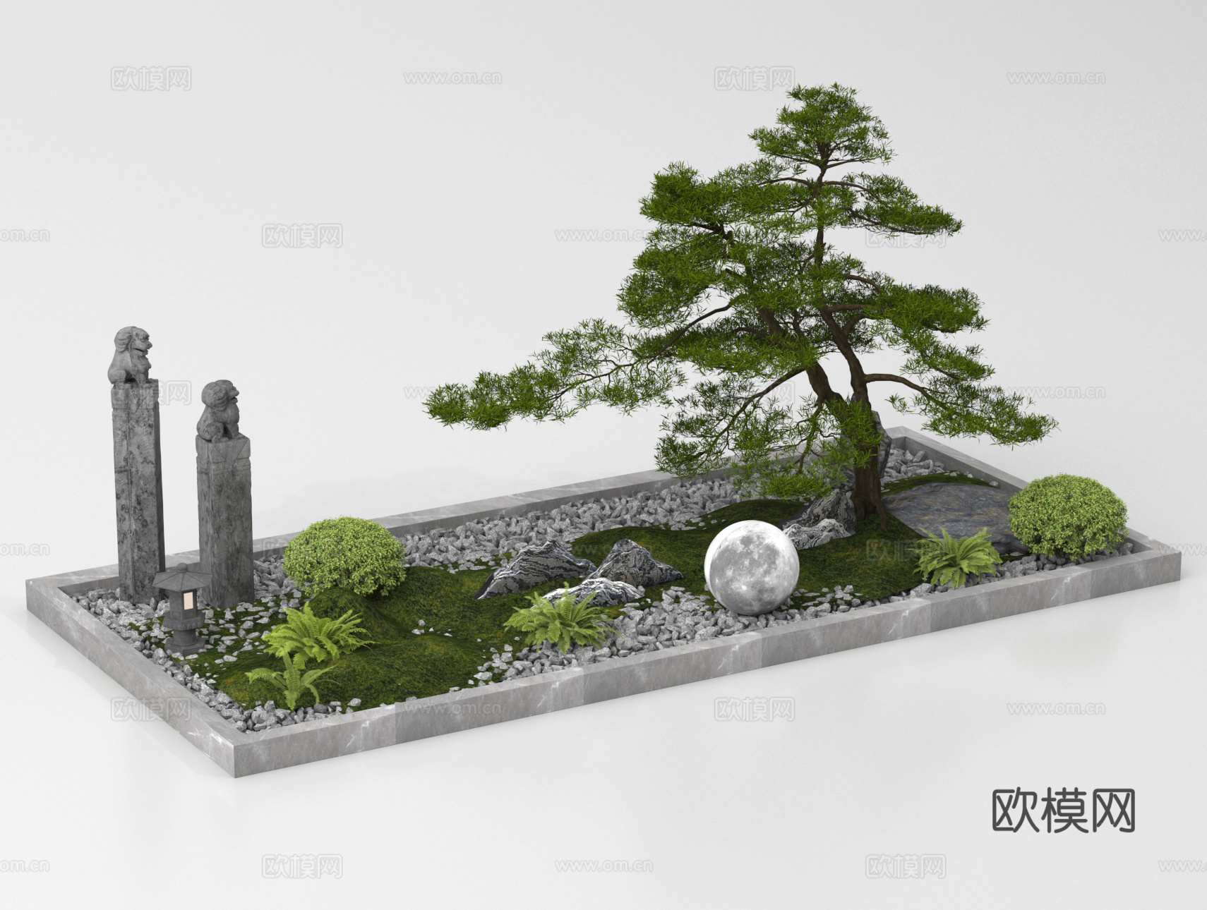 植物造景 松树造景 庭院小品 景观小品su模型
