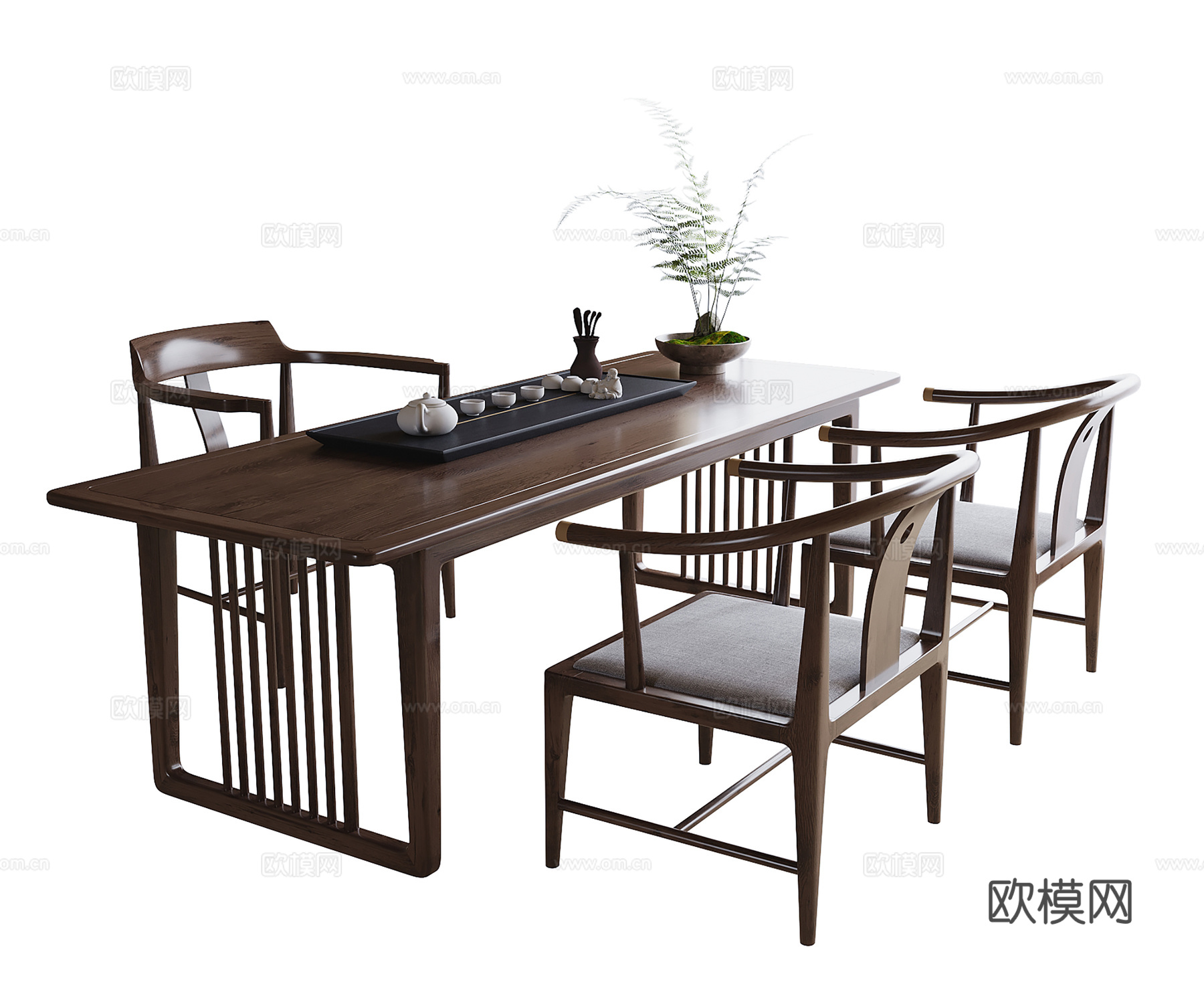 现代茶桌椅 茶椅 茶具su模型