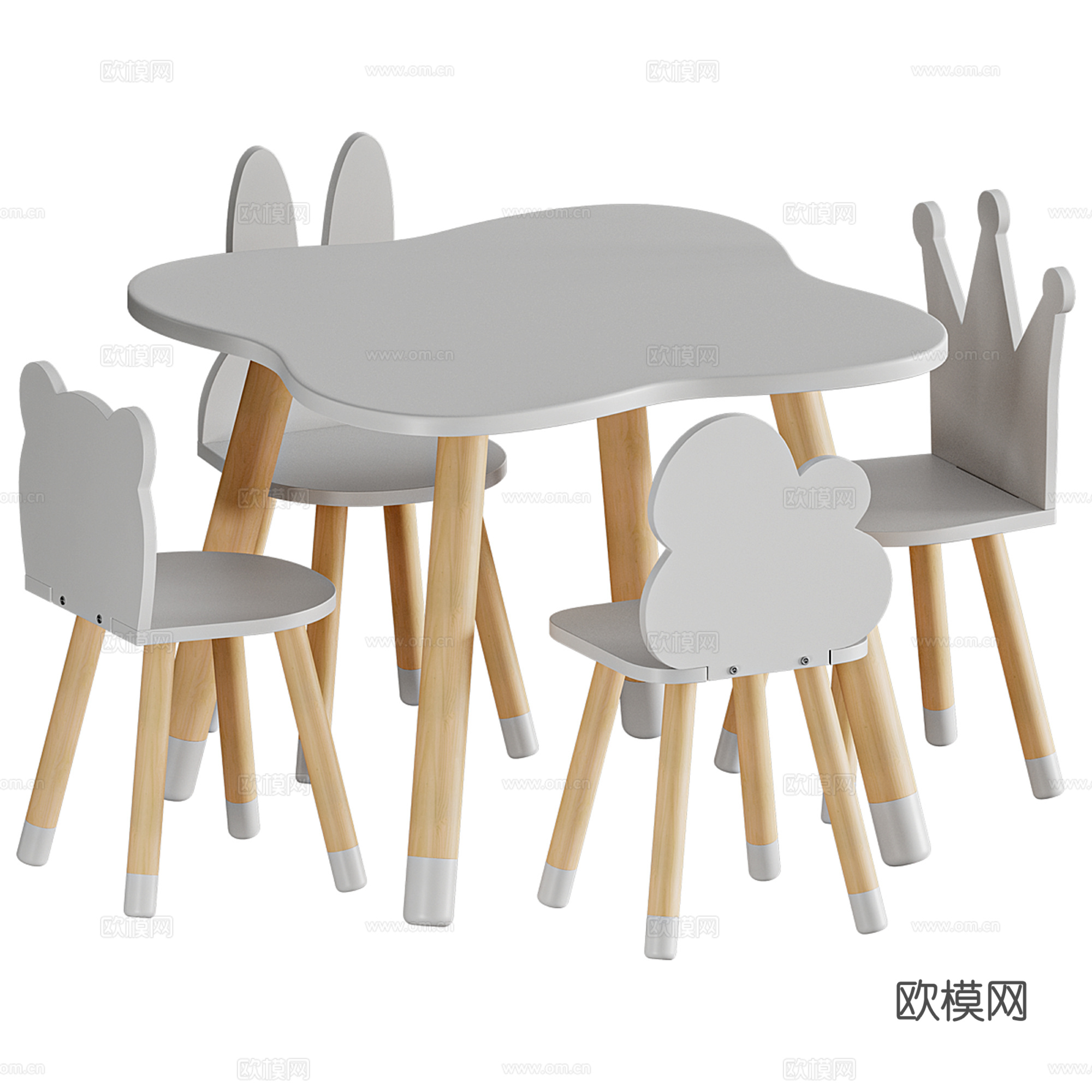 现代儿童书桌椅组合su模型