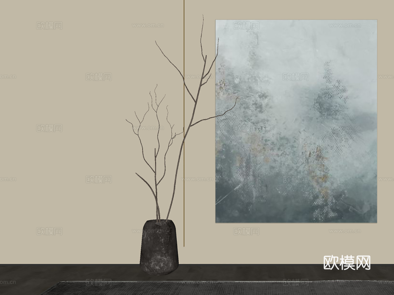 侘寂高级感挂画su模型