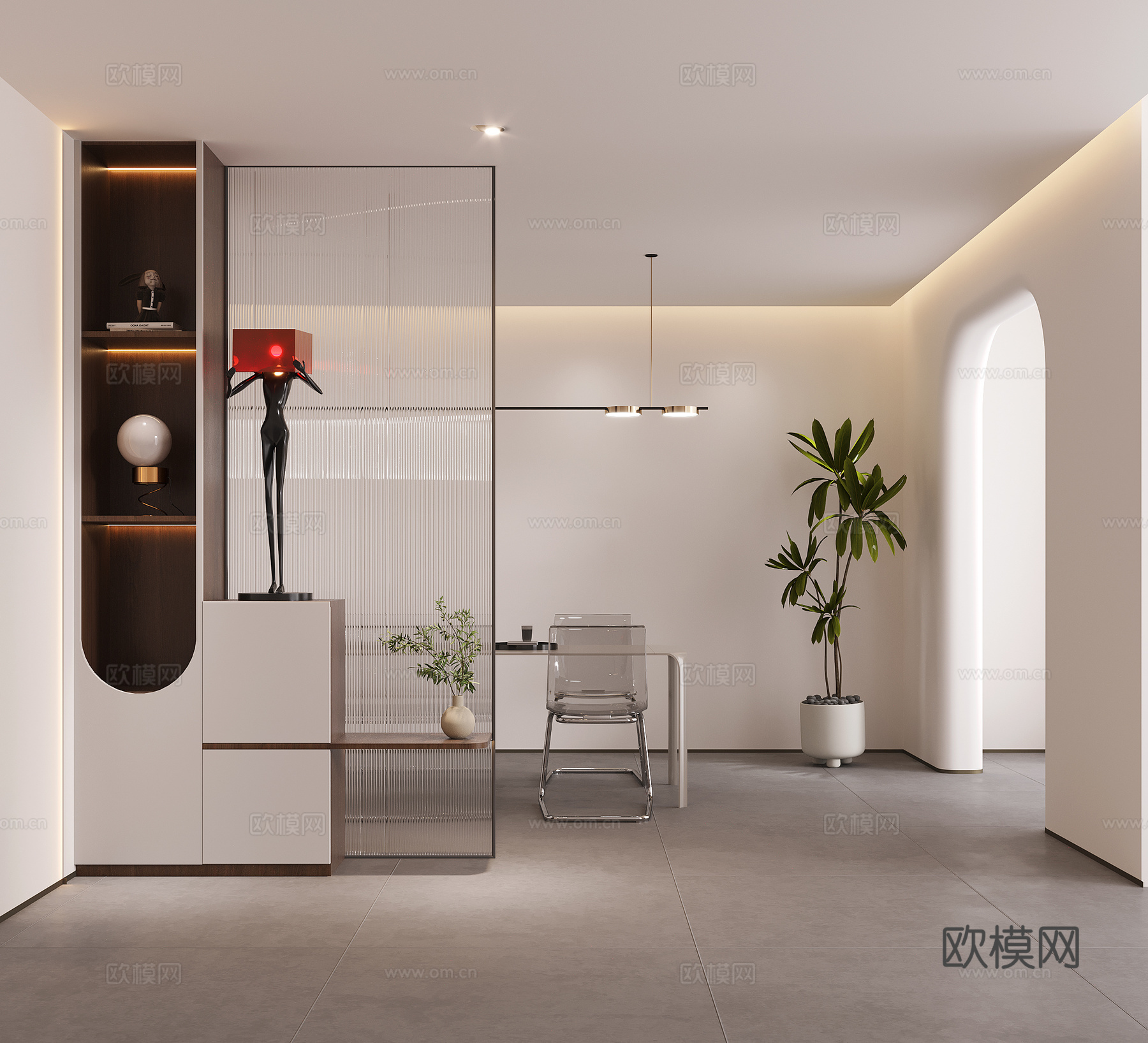 现代玄关隔断鞋柜 鞋柜 装饰隔断su模型