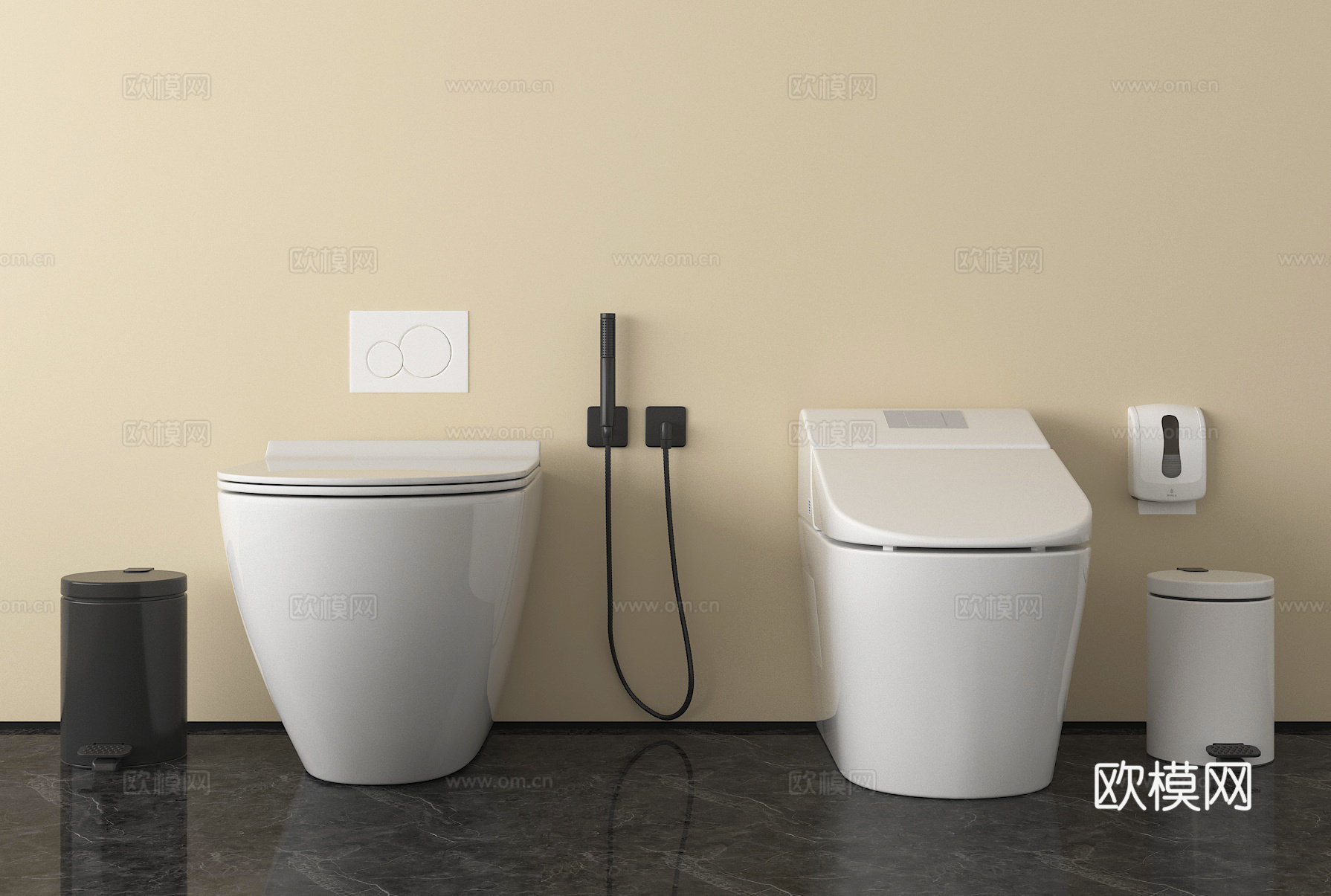 坐便器 马桶 垃圾桶3d模型