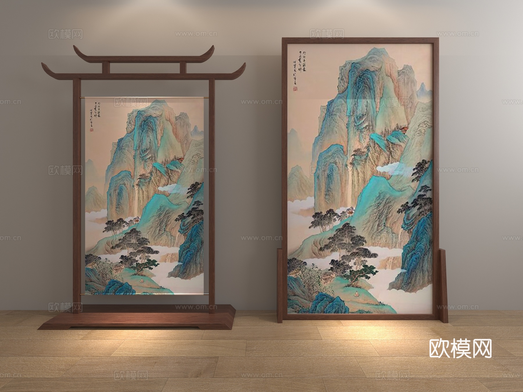 屏风 隔断 中式屏风  宋式美学屏风3d模型