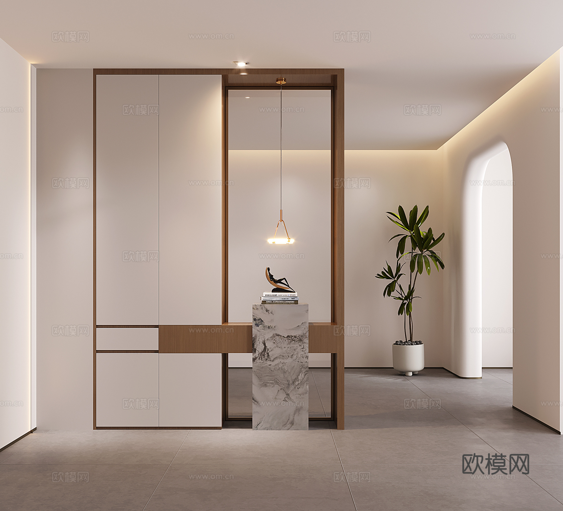 现代玄关隔断鞋柜 鞋柜 装饰隔断su模型