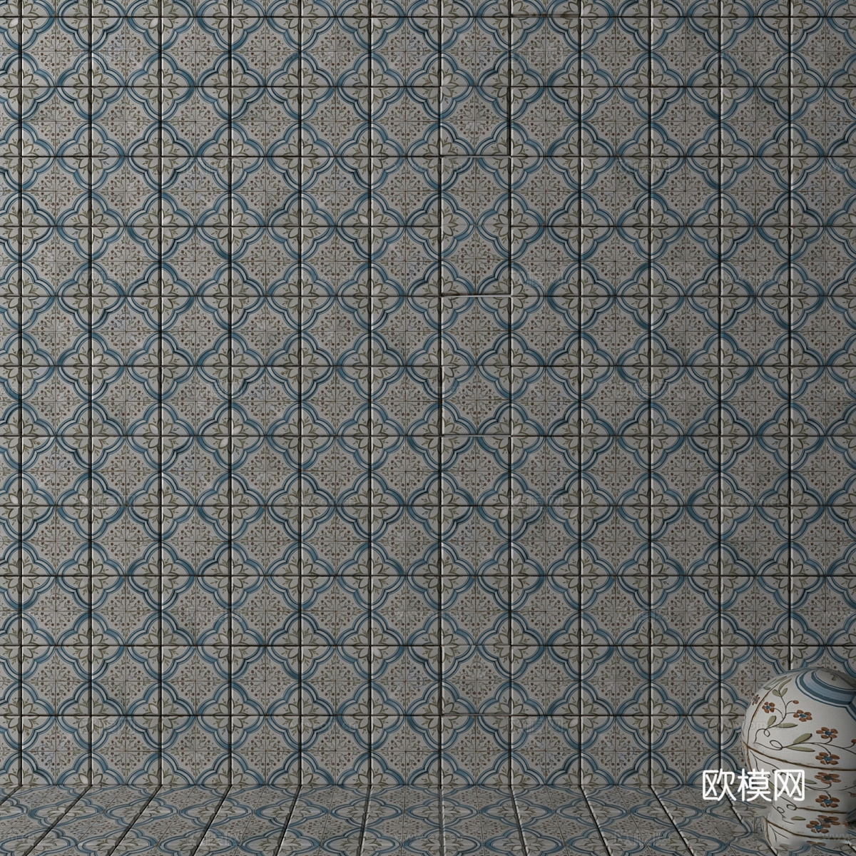 新中式瓷砖 花砖3d模型