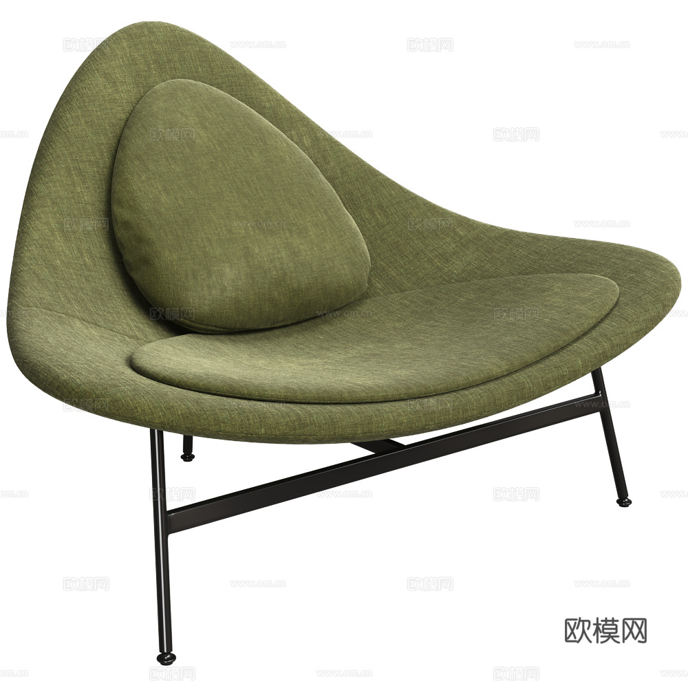 现代意式极简布艺休闲椅3d模型