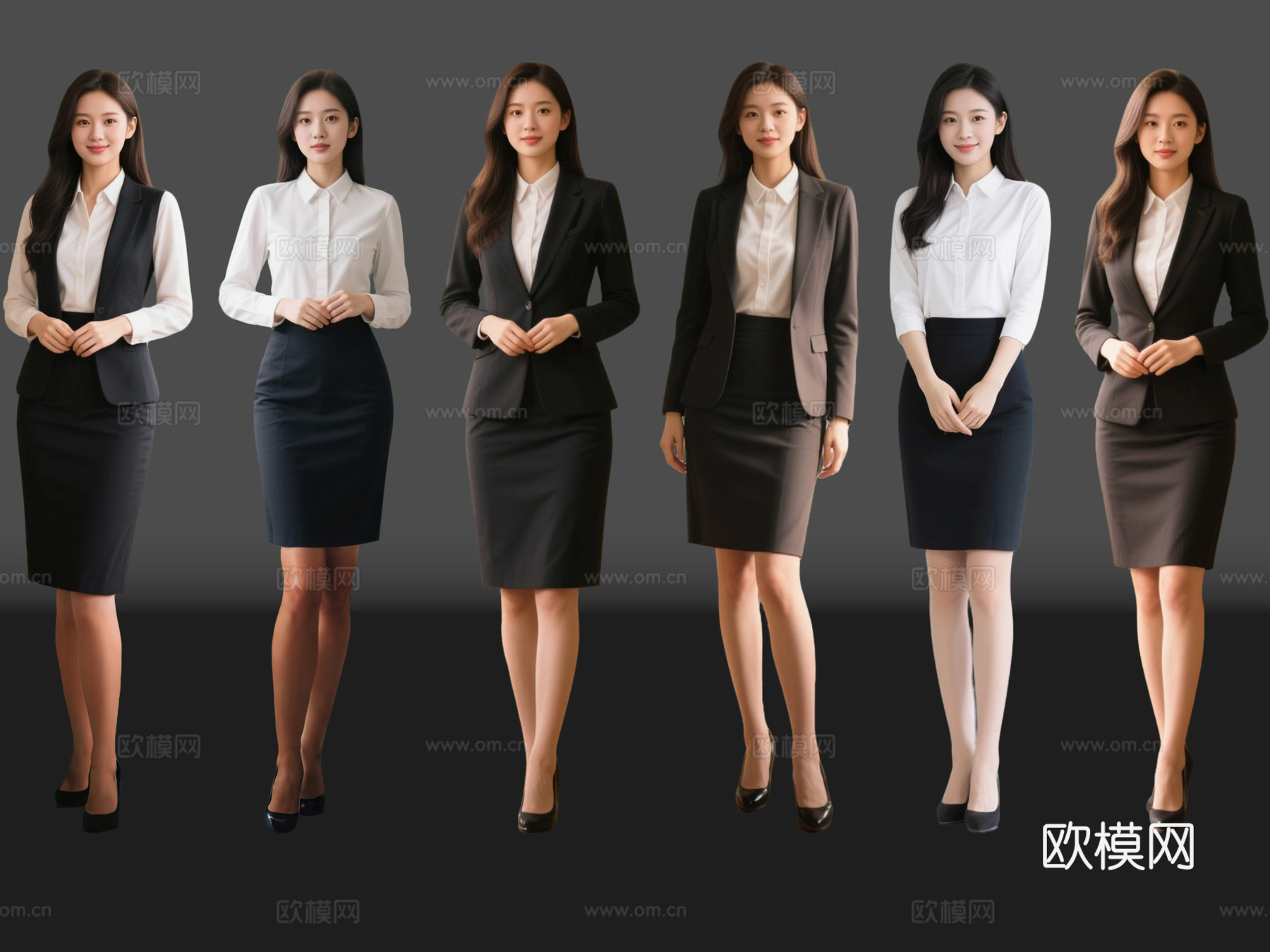 2D现代人物 职业装美女 美女老师 美女模特 正装模特su模型