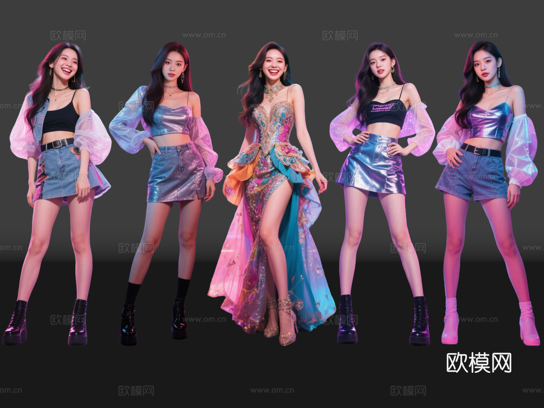 2D现代人物 现代美女 美女主播 时尚美女 时尚模特su模型