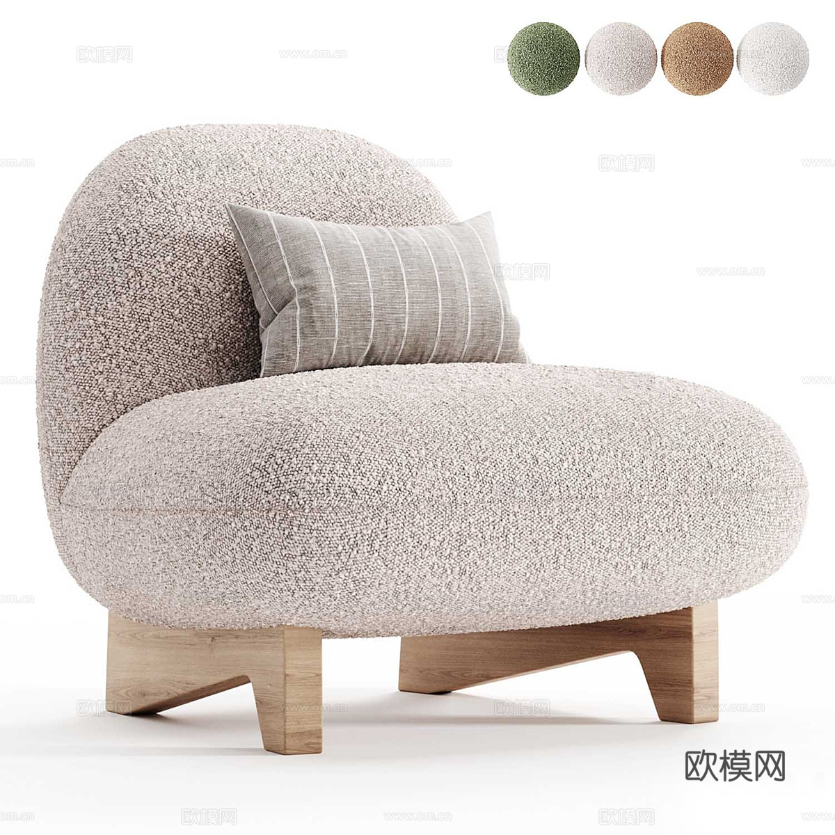 现代奶油风布艺沙发椅3d模型