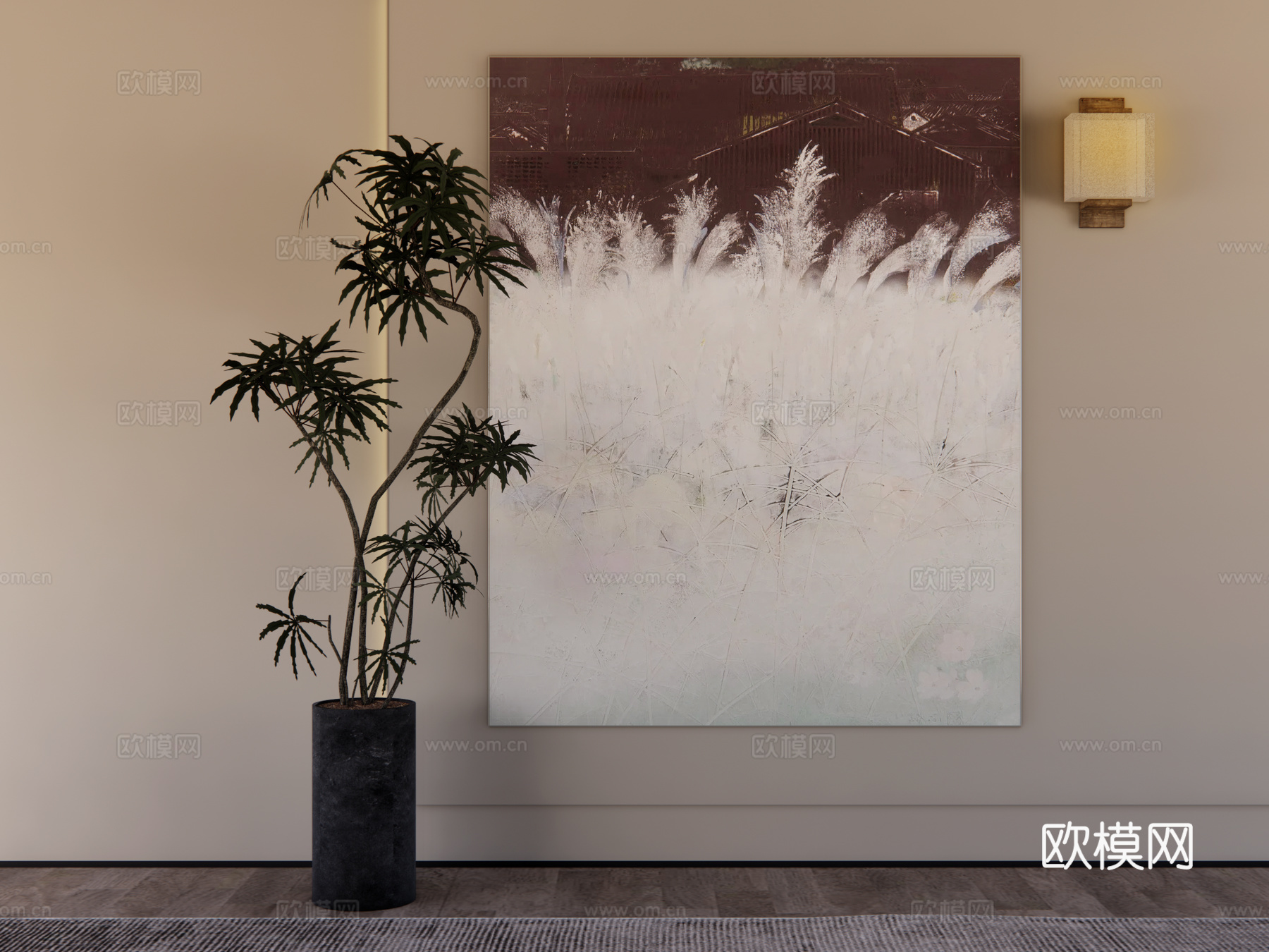 中古侘寂挂画su模型