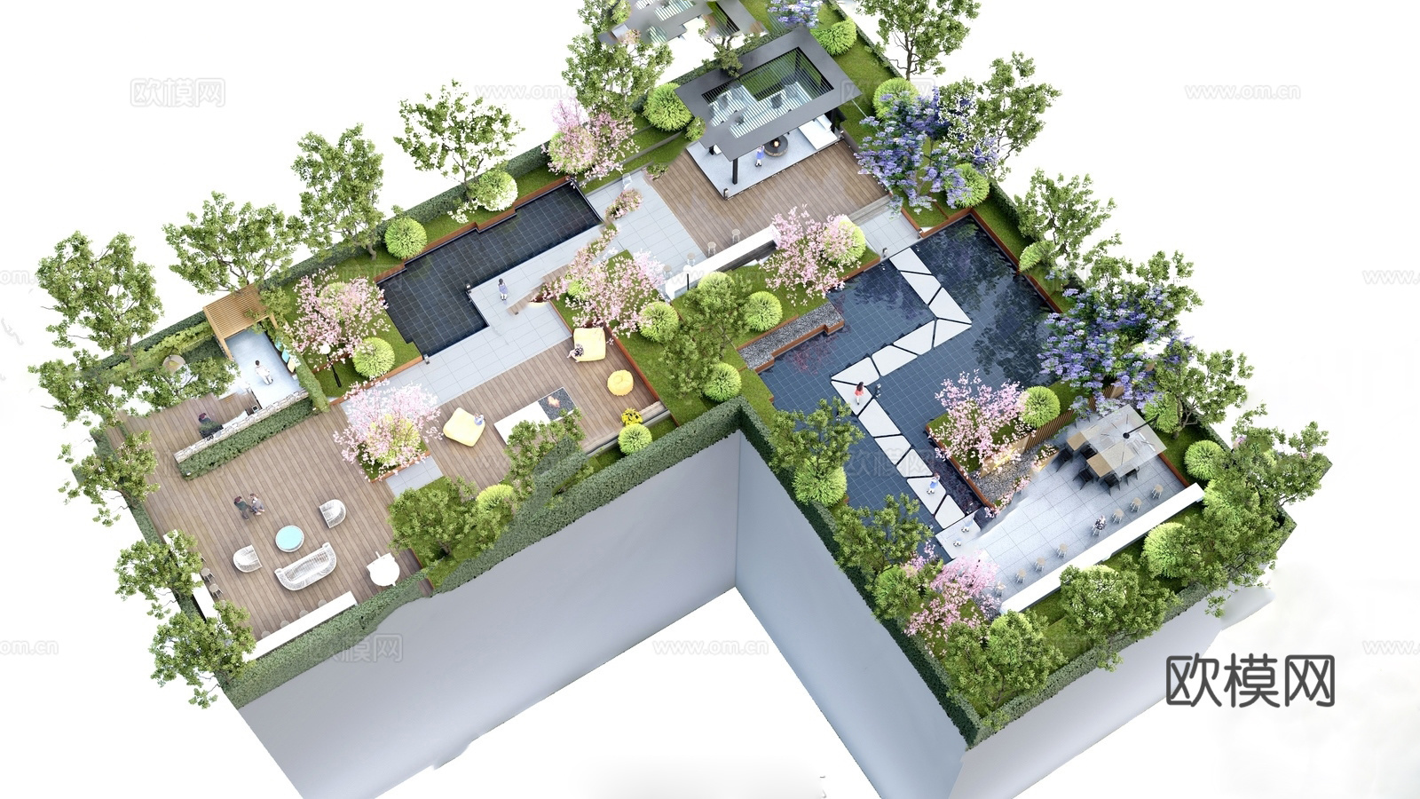 现代屋顶花园 空中花园 庭院花园 花园 庭院 菜园su模型
