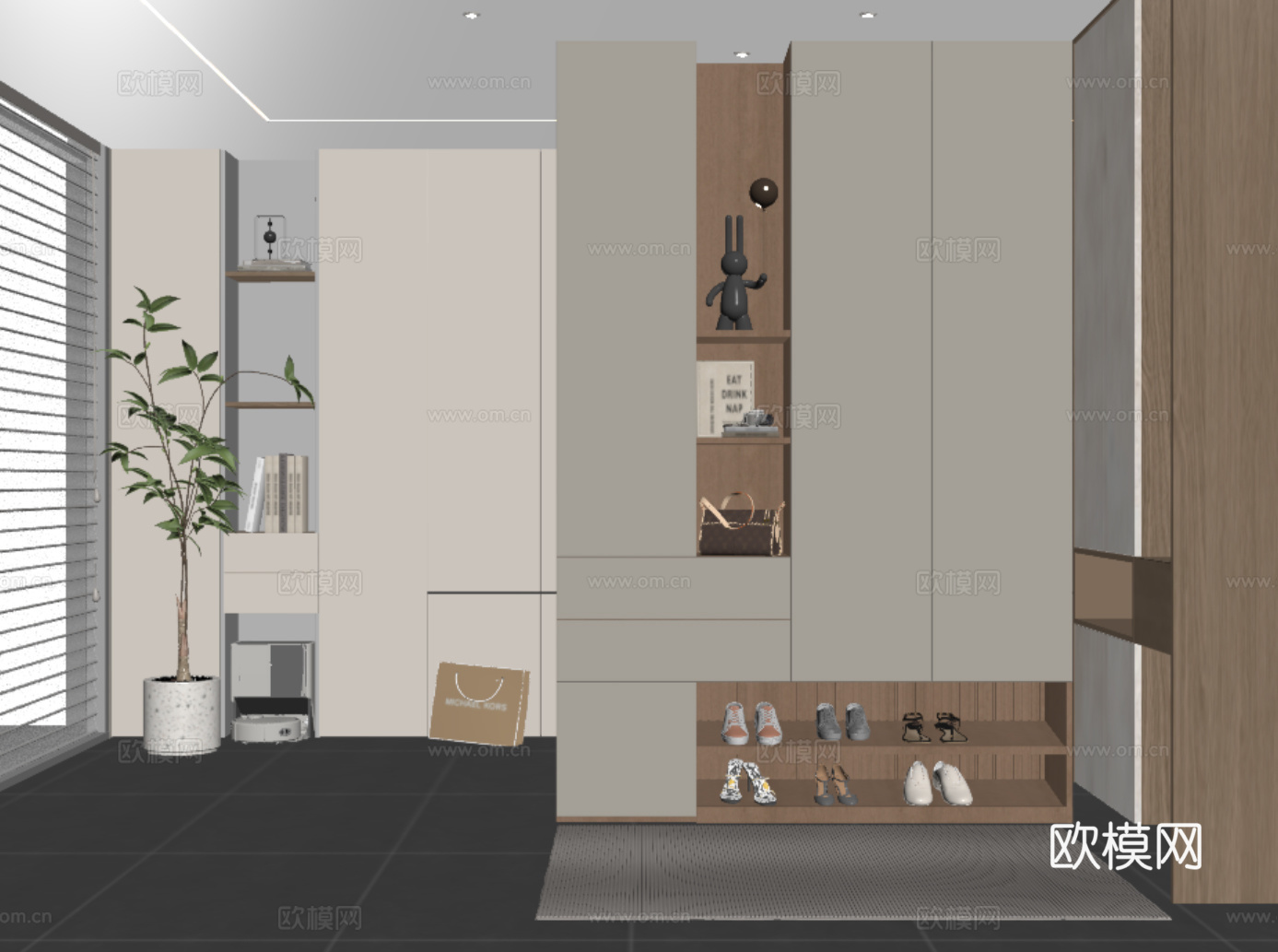 现代玄关鞋柜 隔断鞋柜 入户鞋柜 装饰柜su模型