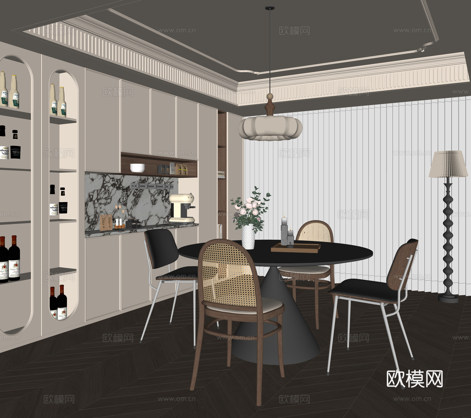 法式餐厅su模型