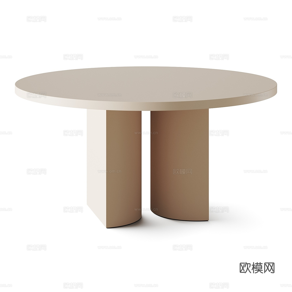 新中式实木圆餐桌3d模型