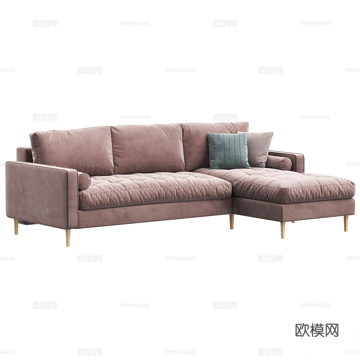 现代北欧布艺转角沙发3d模型