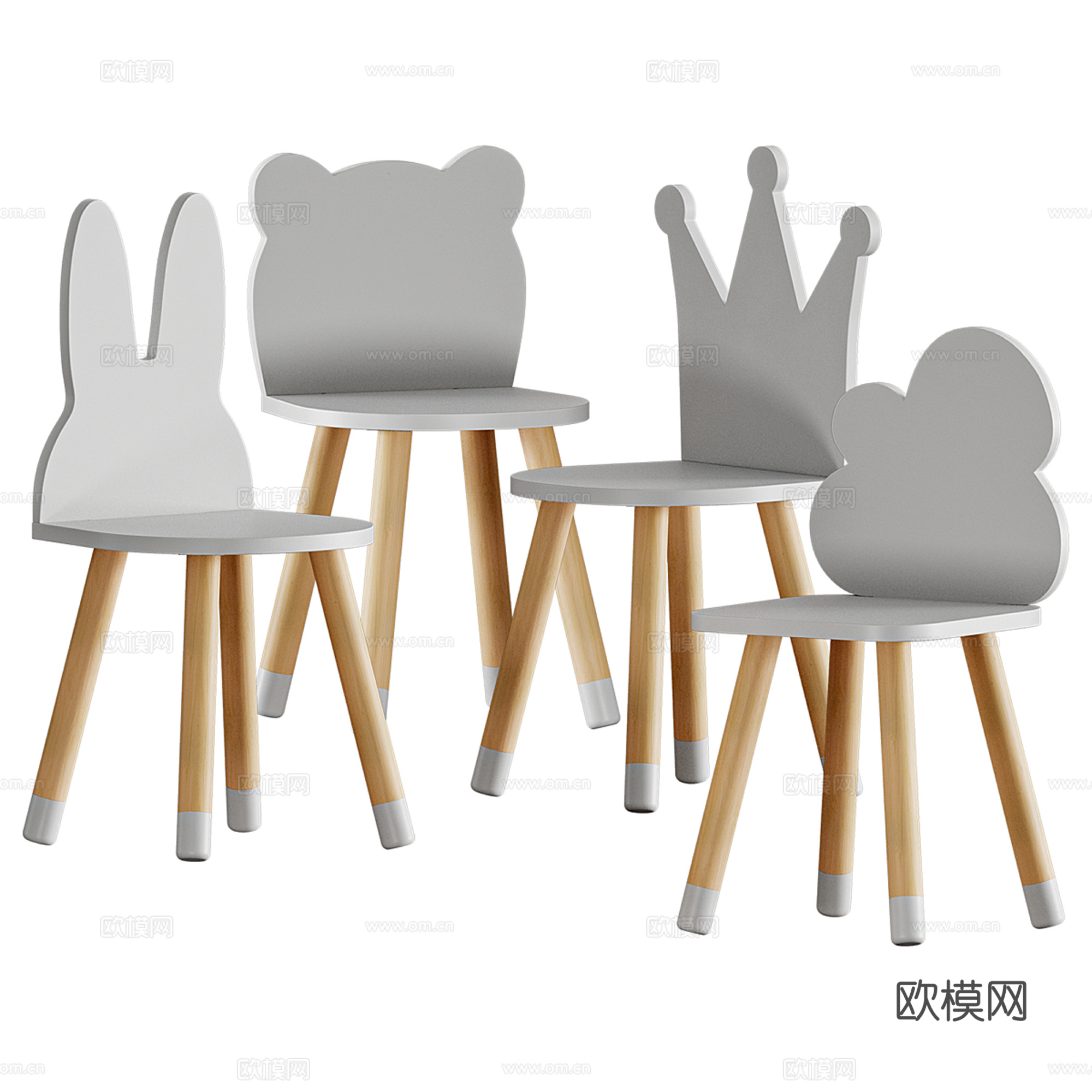 现代儿童书桌椅组合su模型