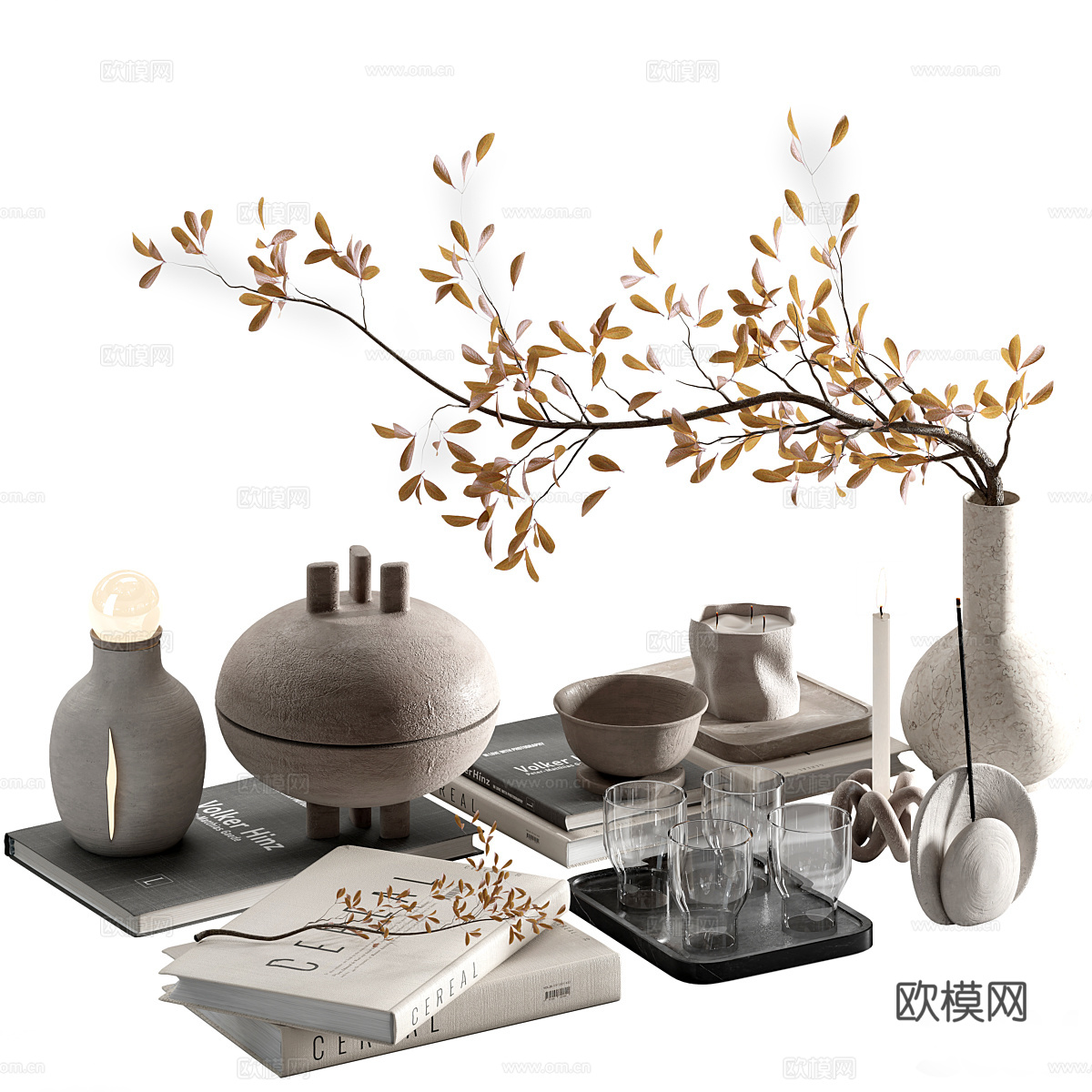 新中式饰品摆件组合3d模型