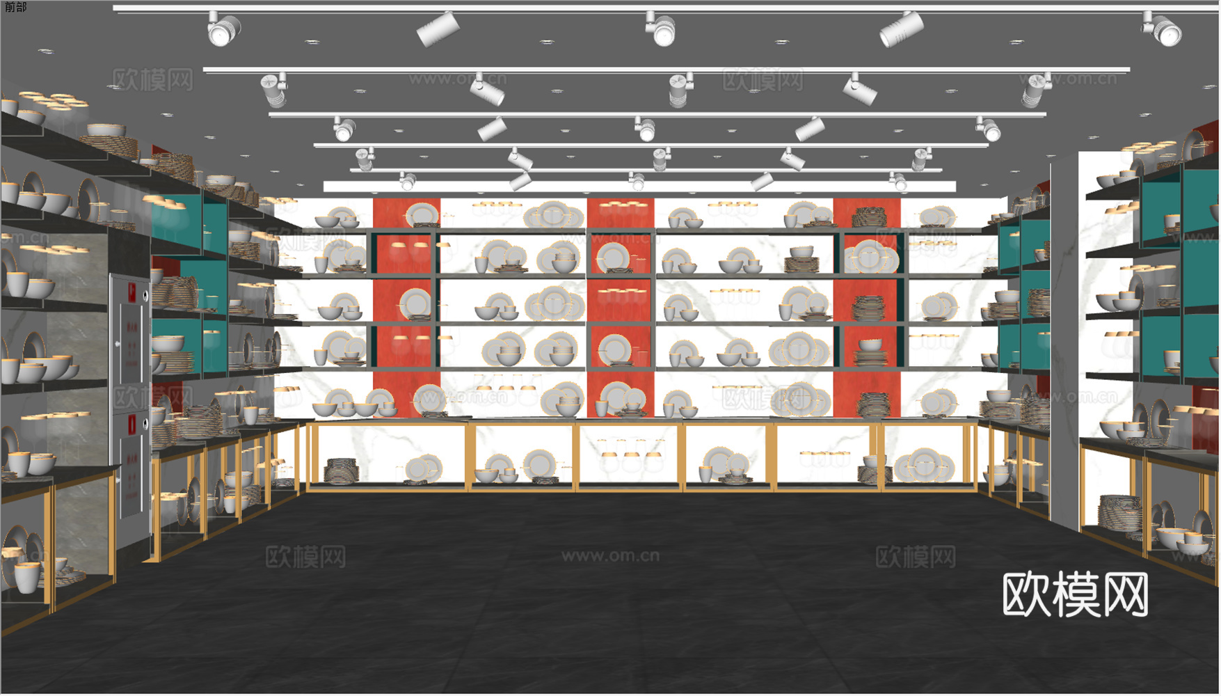 酒店用品店 酒店用品 货架 展柜货架 碗碟架 碗碟用品 酒杯su模型