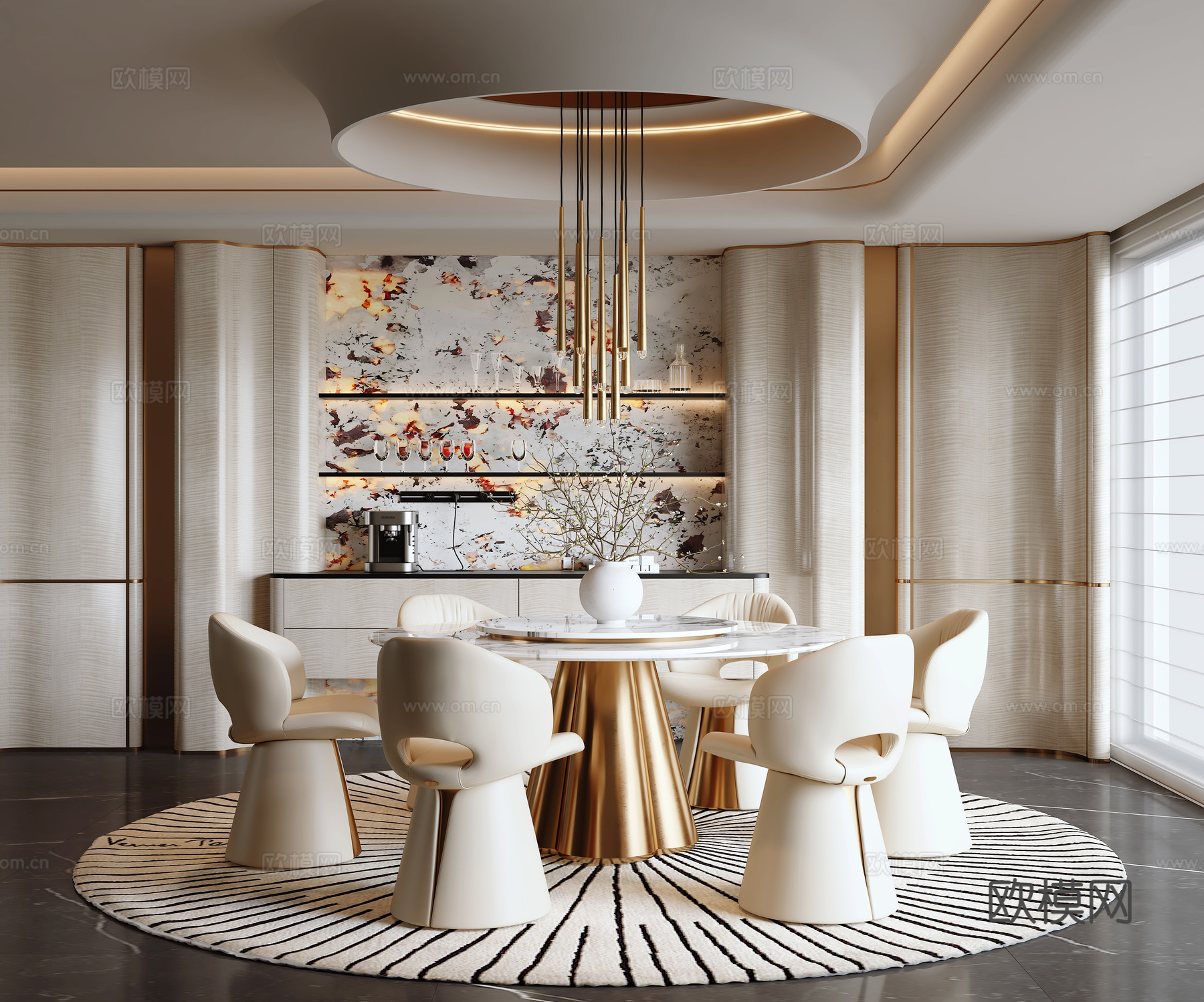 现代轻奢餐厅3d模型