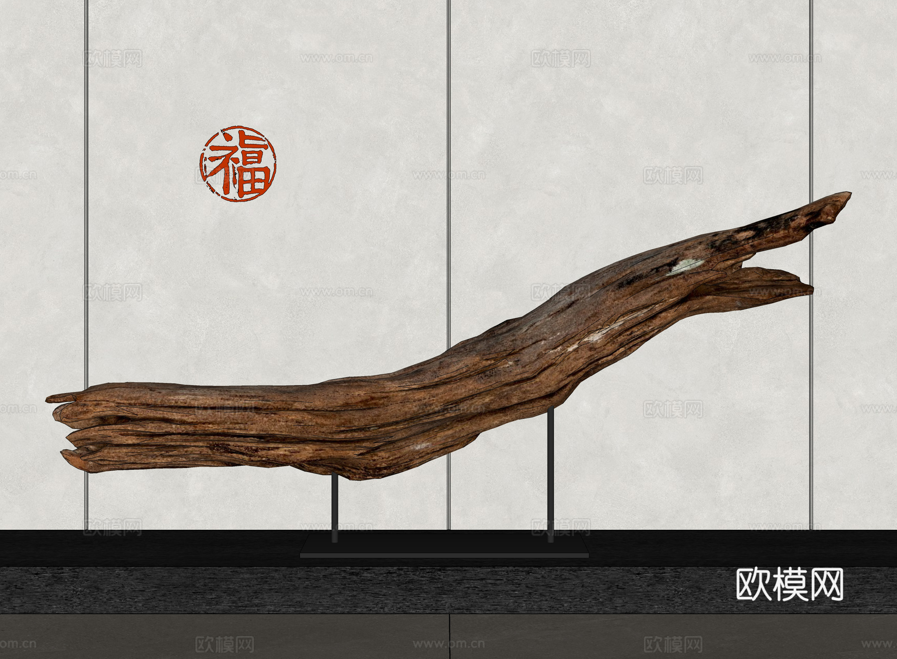 新中式木雕摆件 木质工艺品摆件 旧木摆件su模型
