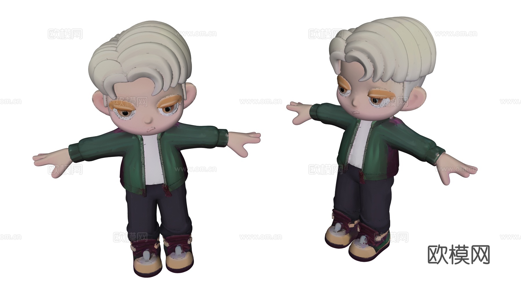 绿色衣服的炫酷小男孩su模型