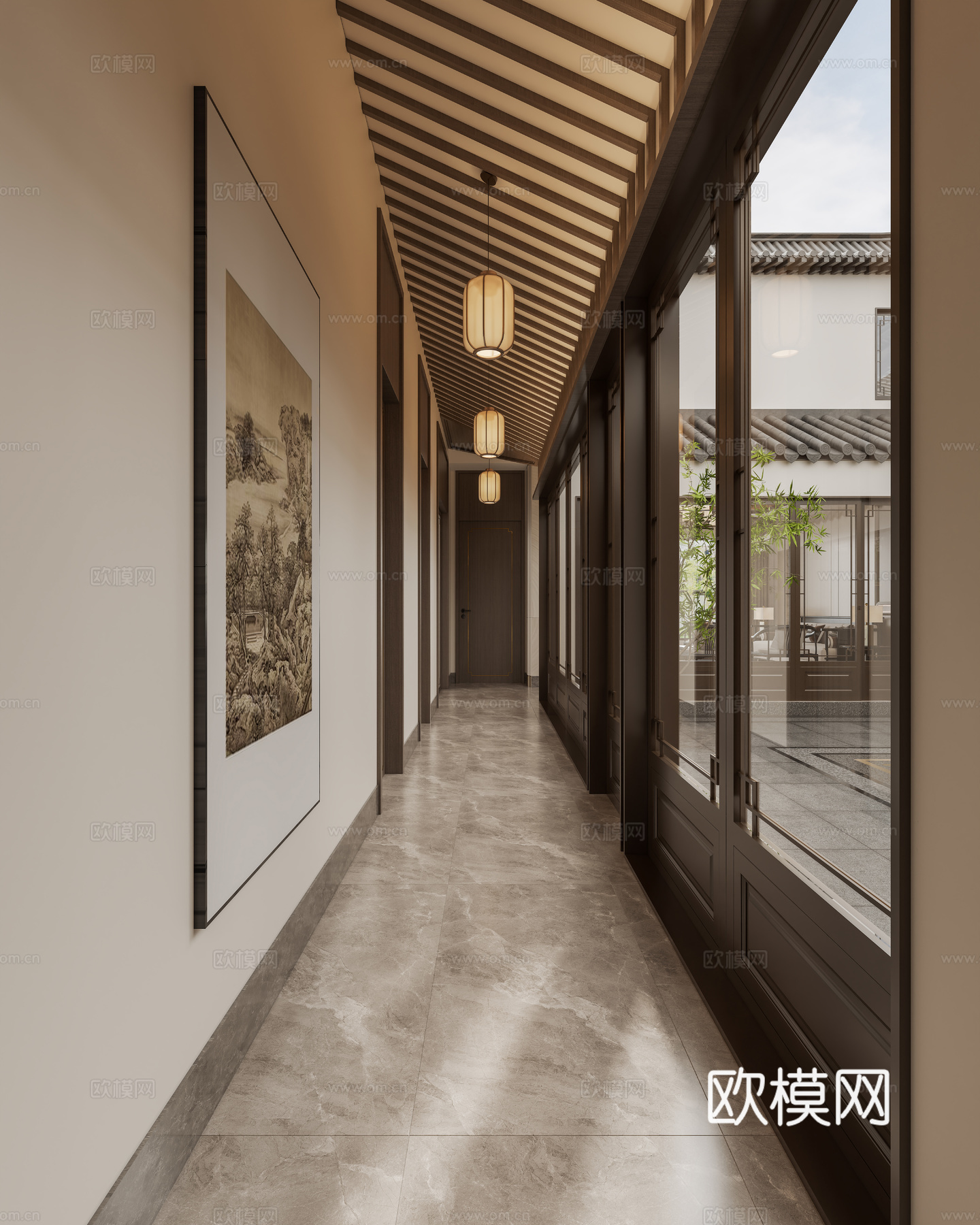 四合院过道3d模型