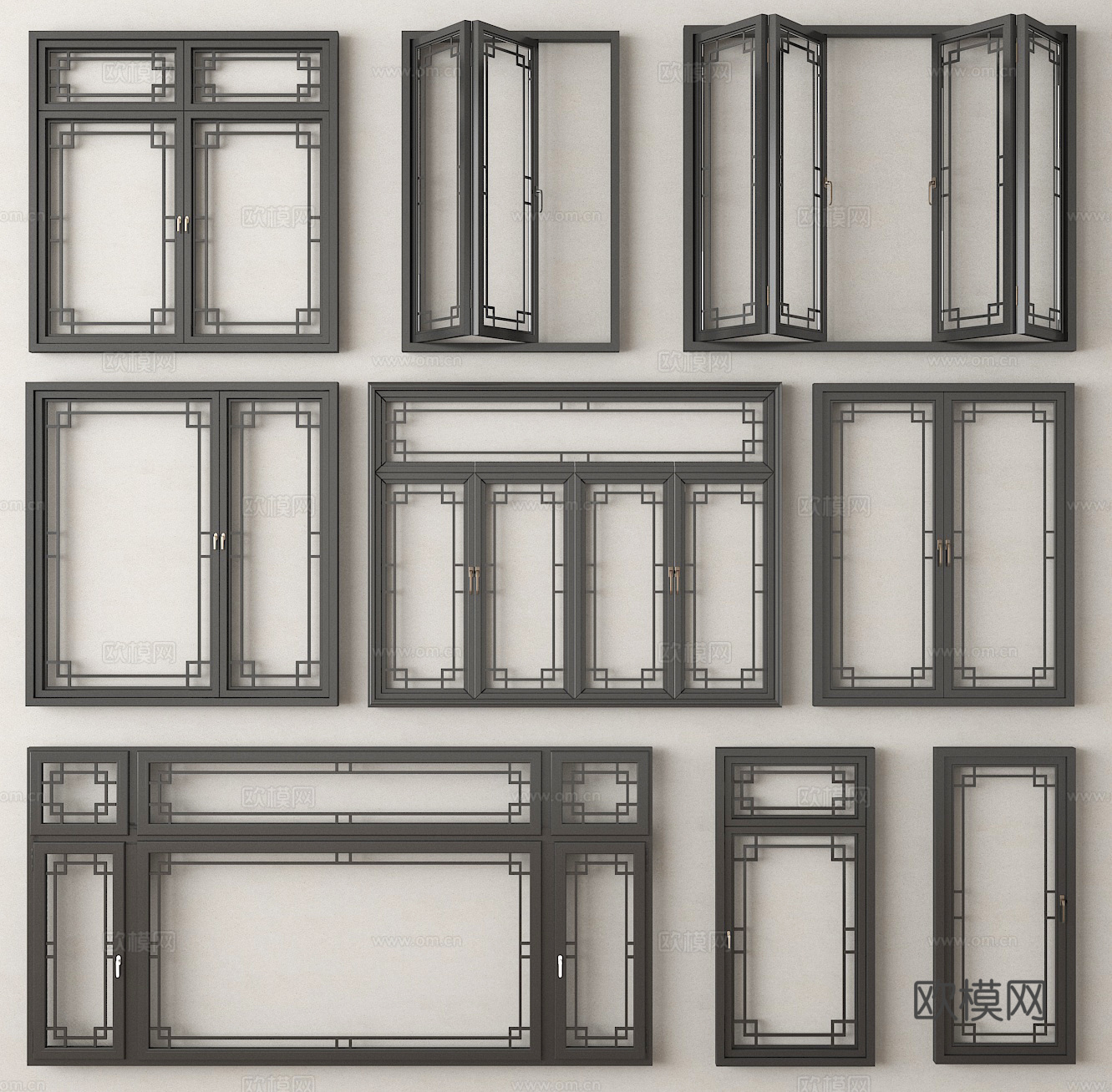 中式平开窗 窗户 花格窗3d模型