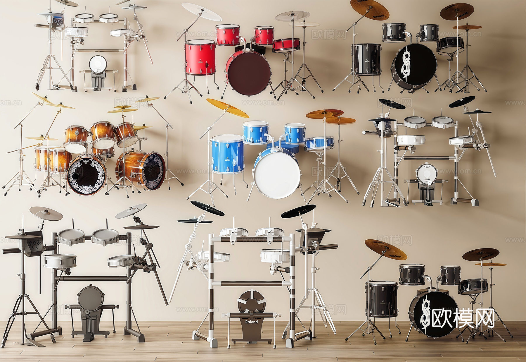 现代架子鼓3d模型下载