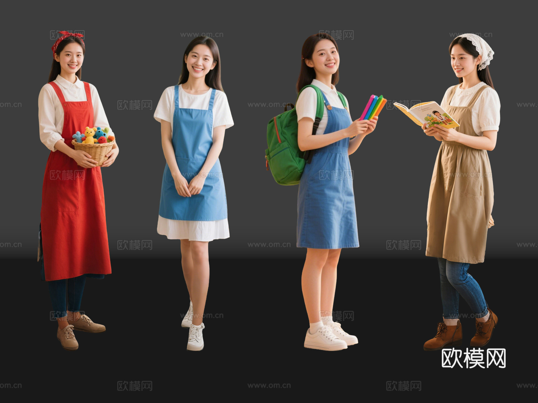 2D现代人物 幼师 幼儿园老师 幼儿园教师 儿童教师su模型