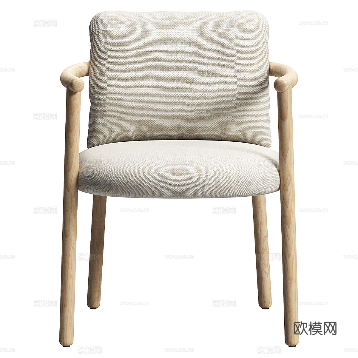 新中式布艺木质椅子3d模型