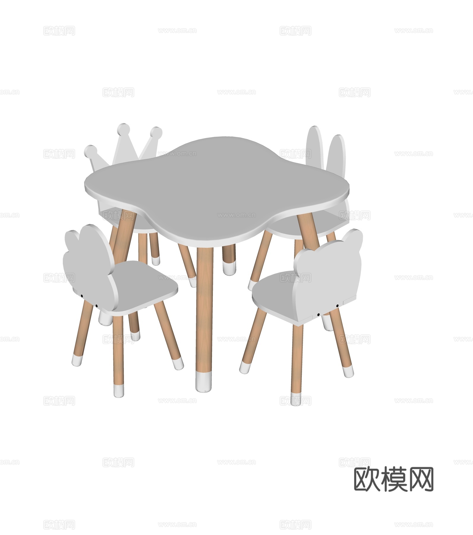 现代儿童书桌椅组合su模型