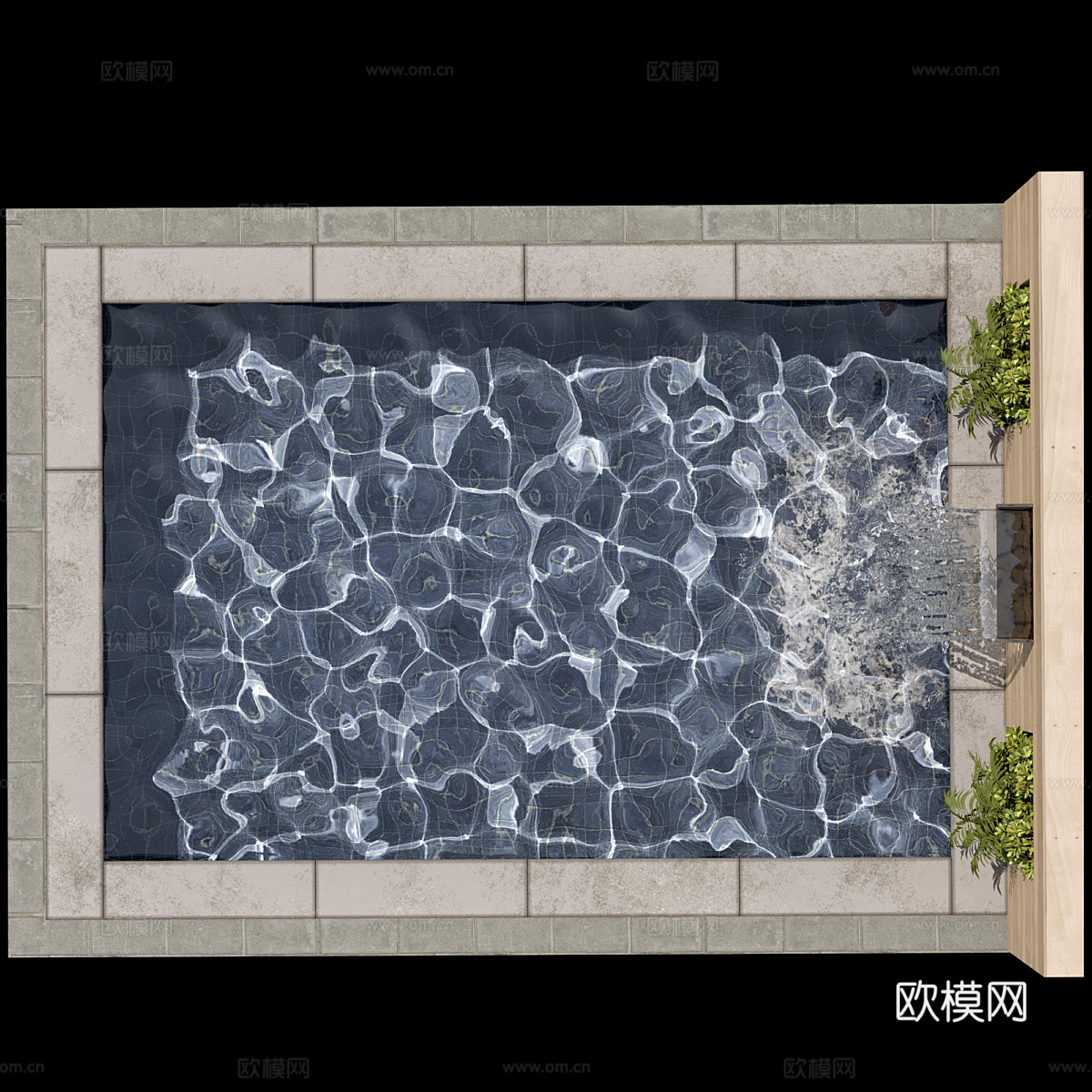 新中式户外游泳池3d模型