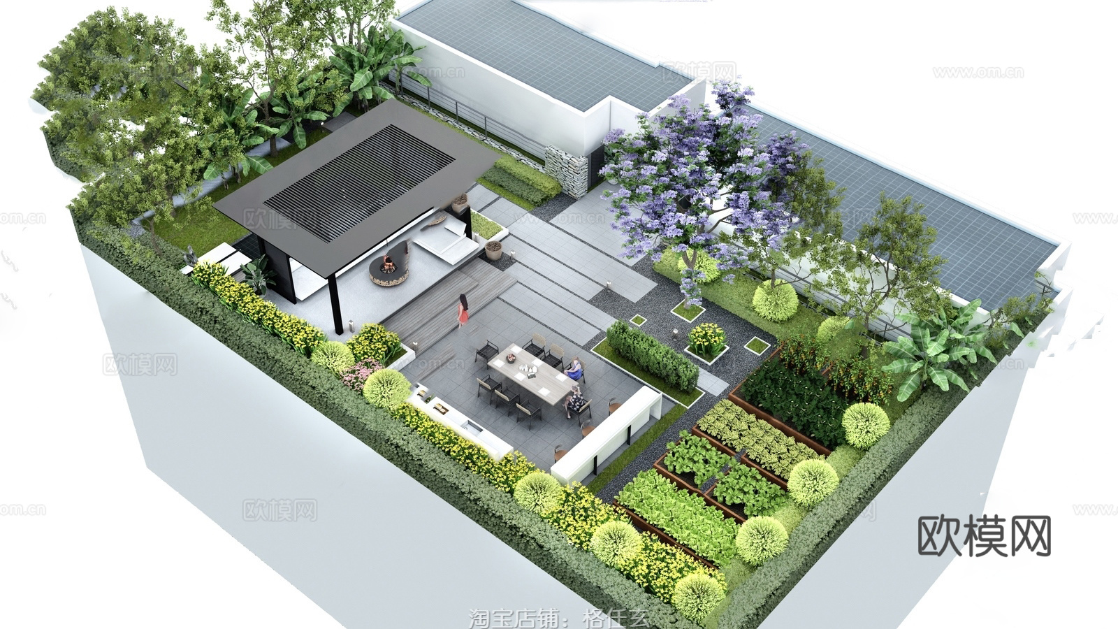 现代屋顶花园 空中花园 庭院花园 花园 庭院 菜园su模型