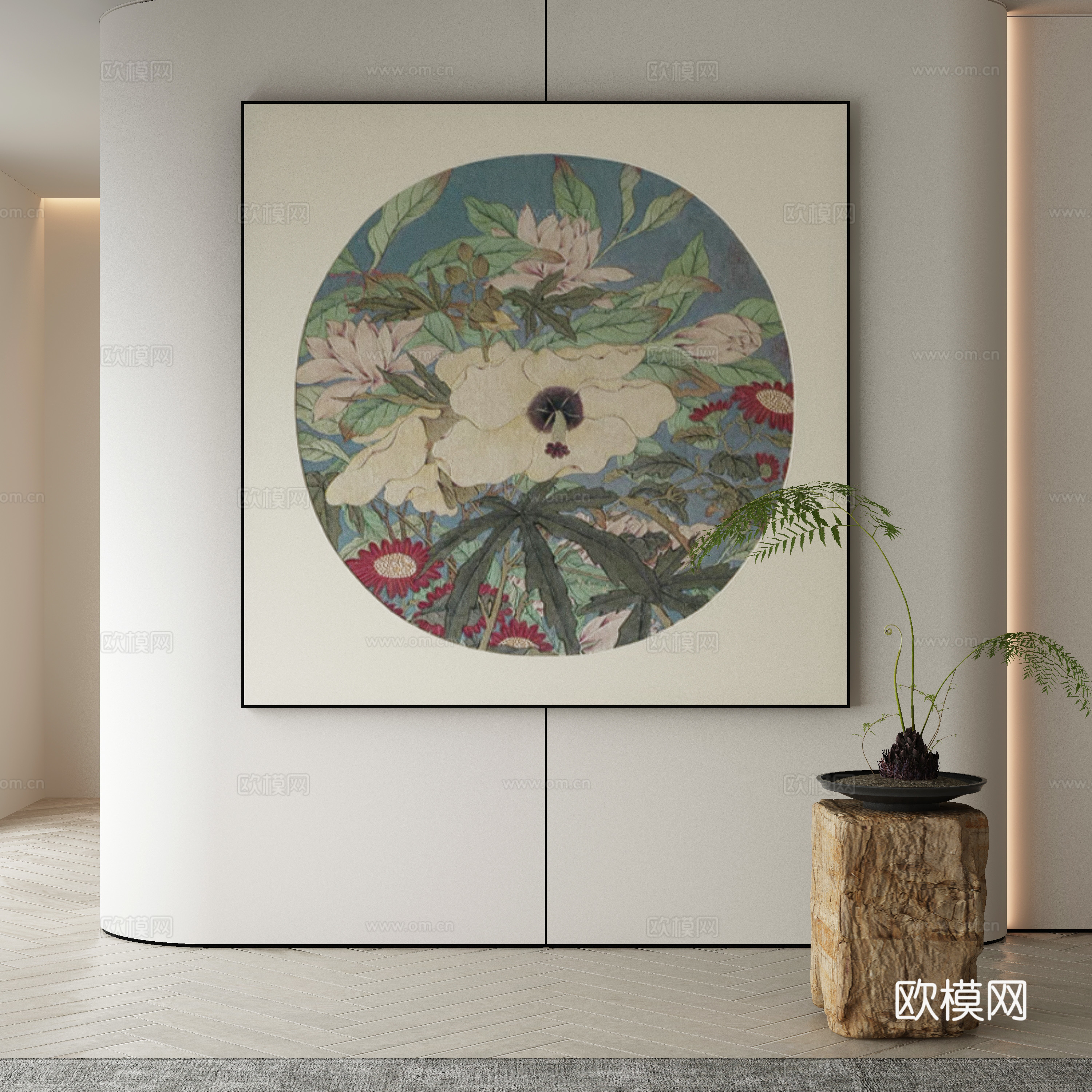 新中式侘寂挂画 油画3d模型