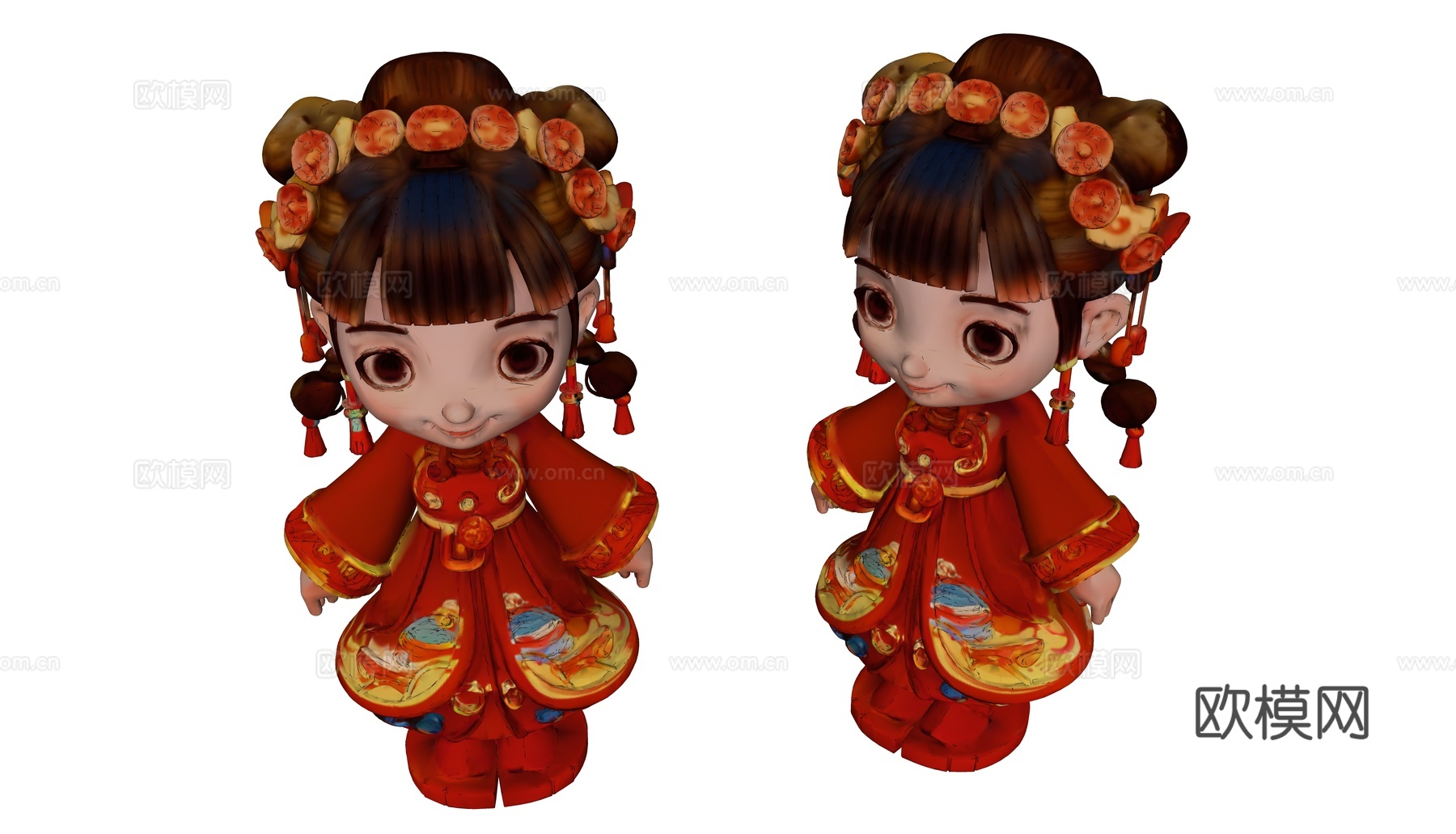 喜庆的红衣服小女孩su模型