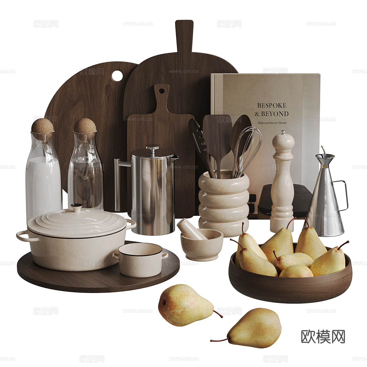 带梨子的厨房装饰套装3d模型